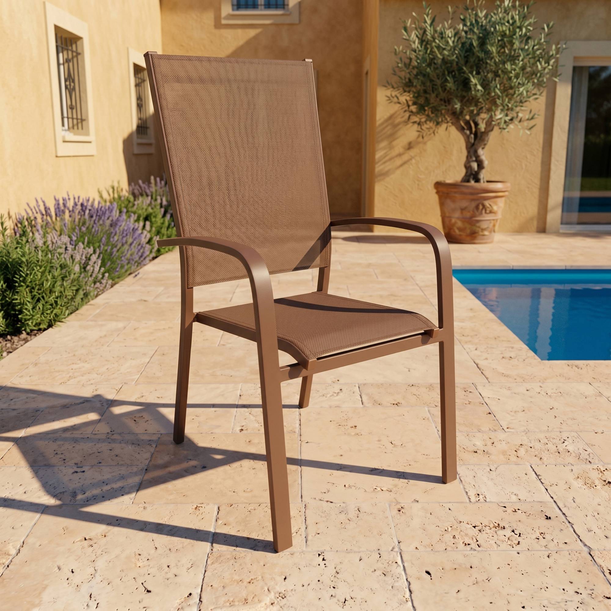 Silla de jardín alta apilable Murano de aluminio