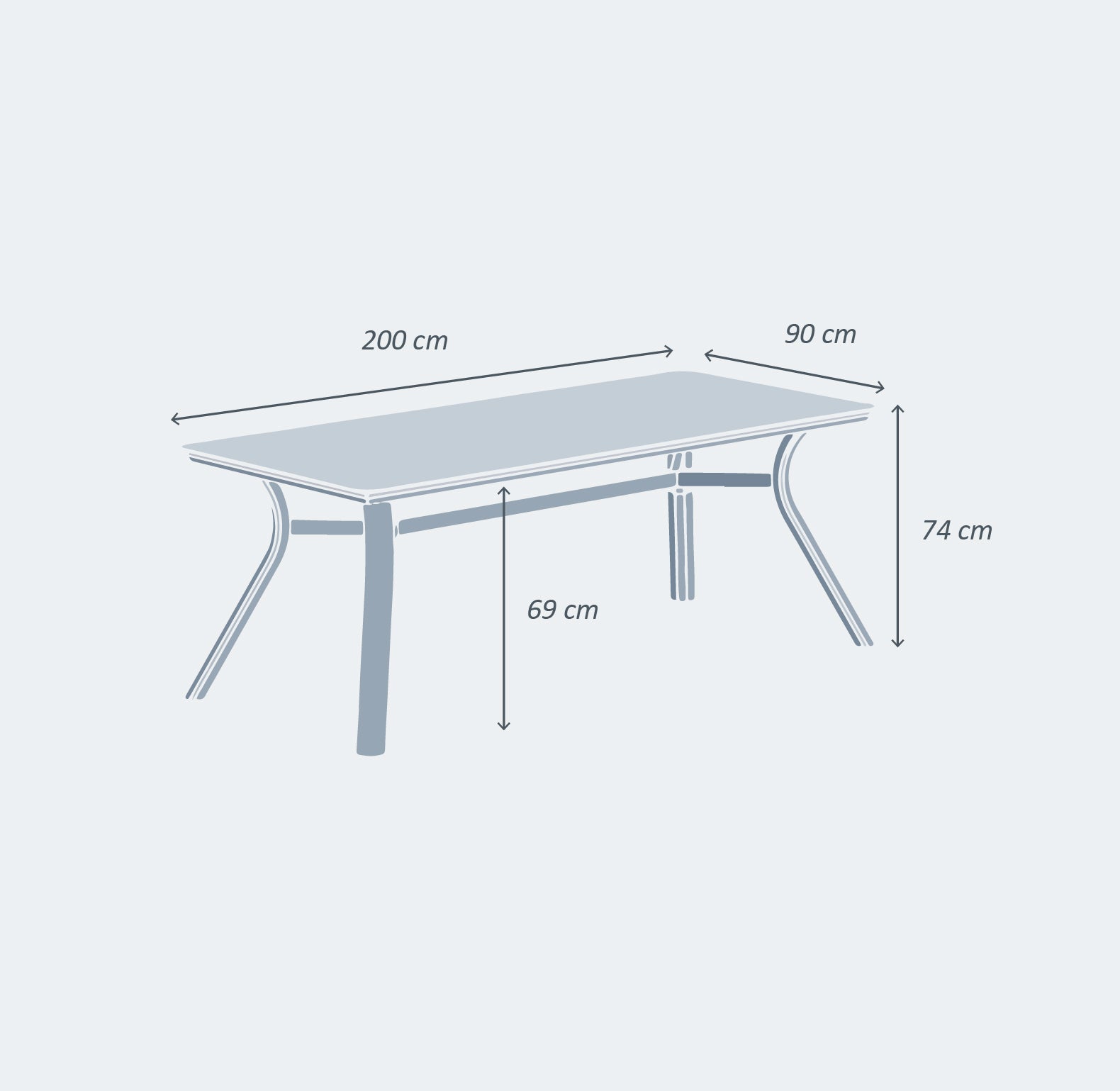 Amalfi 8-seater rectangular garden table (200 x 90 cm)