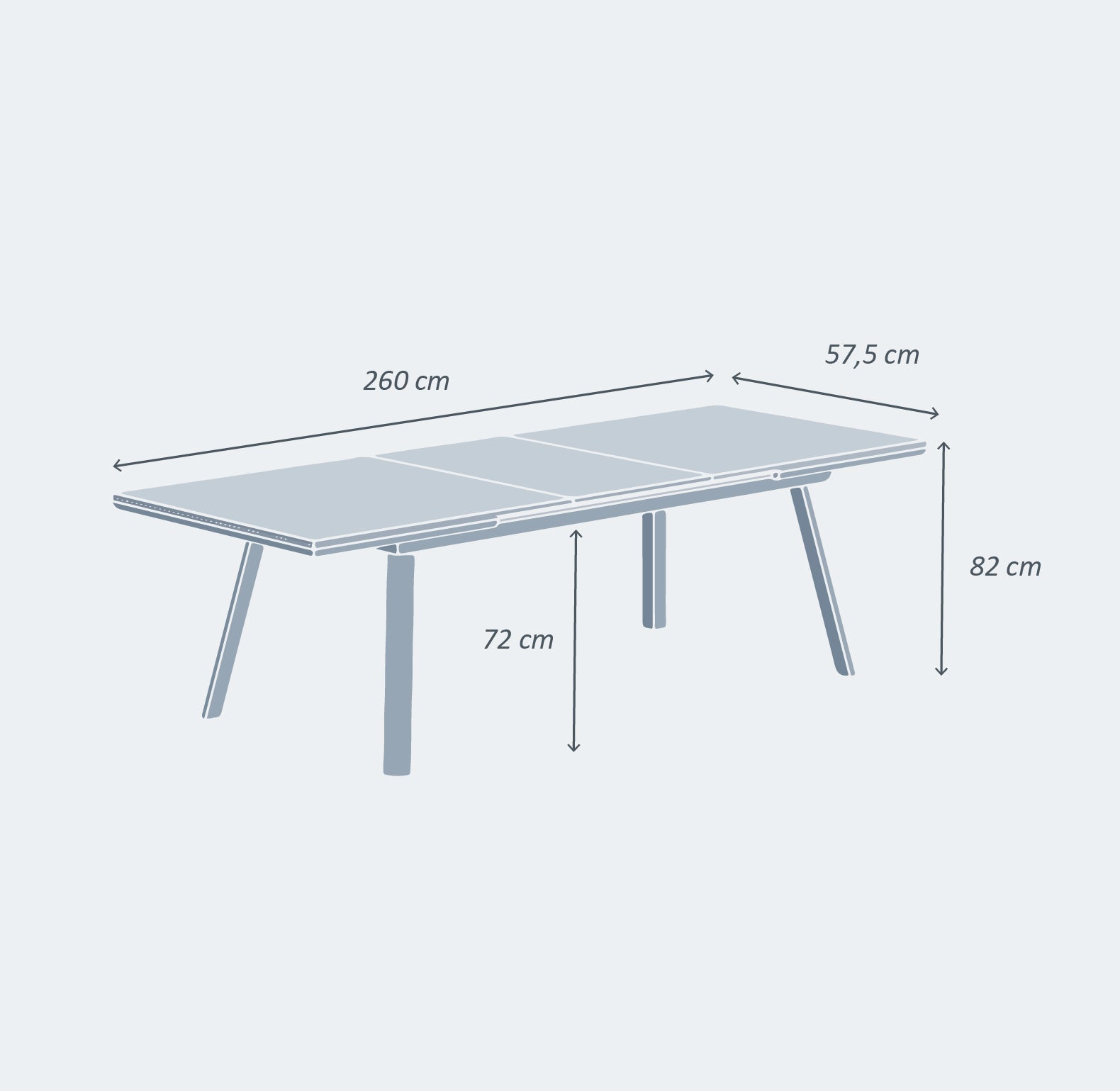 Mesa de jardim extensível automática para 10 pessoas Alumínio Amalfi - (200/260X96)