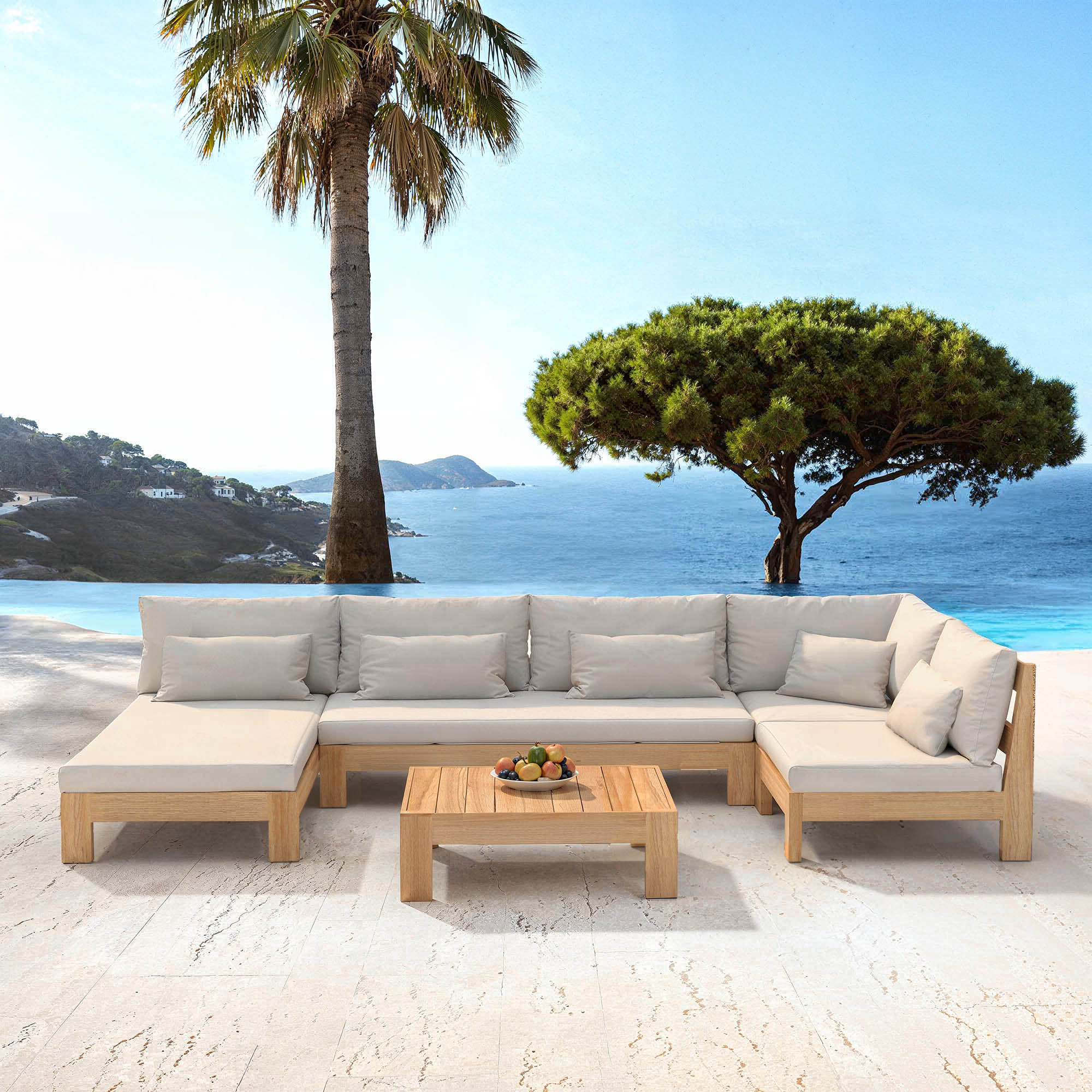 Borneo garden lounge with chaise longue - 5 seats