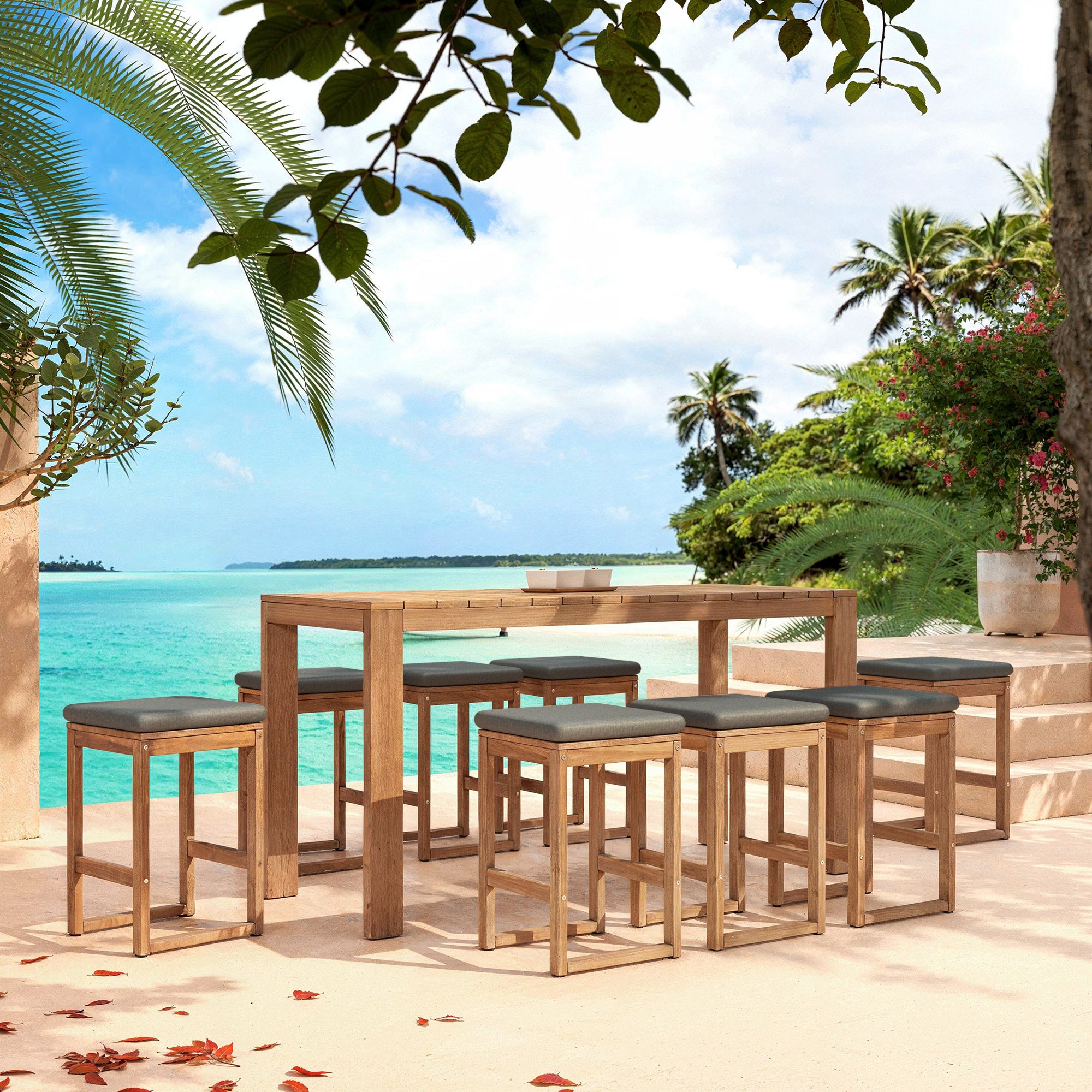 Set di 2 sgabelli da giardino Borneo