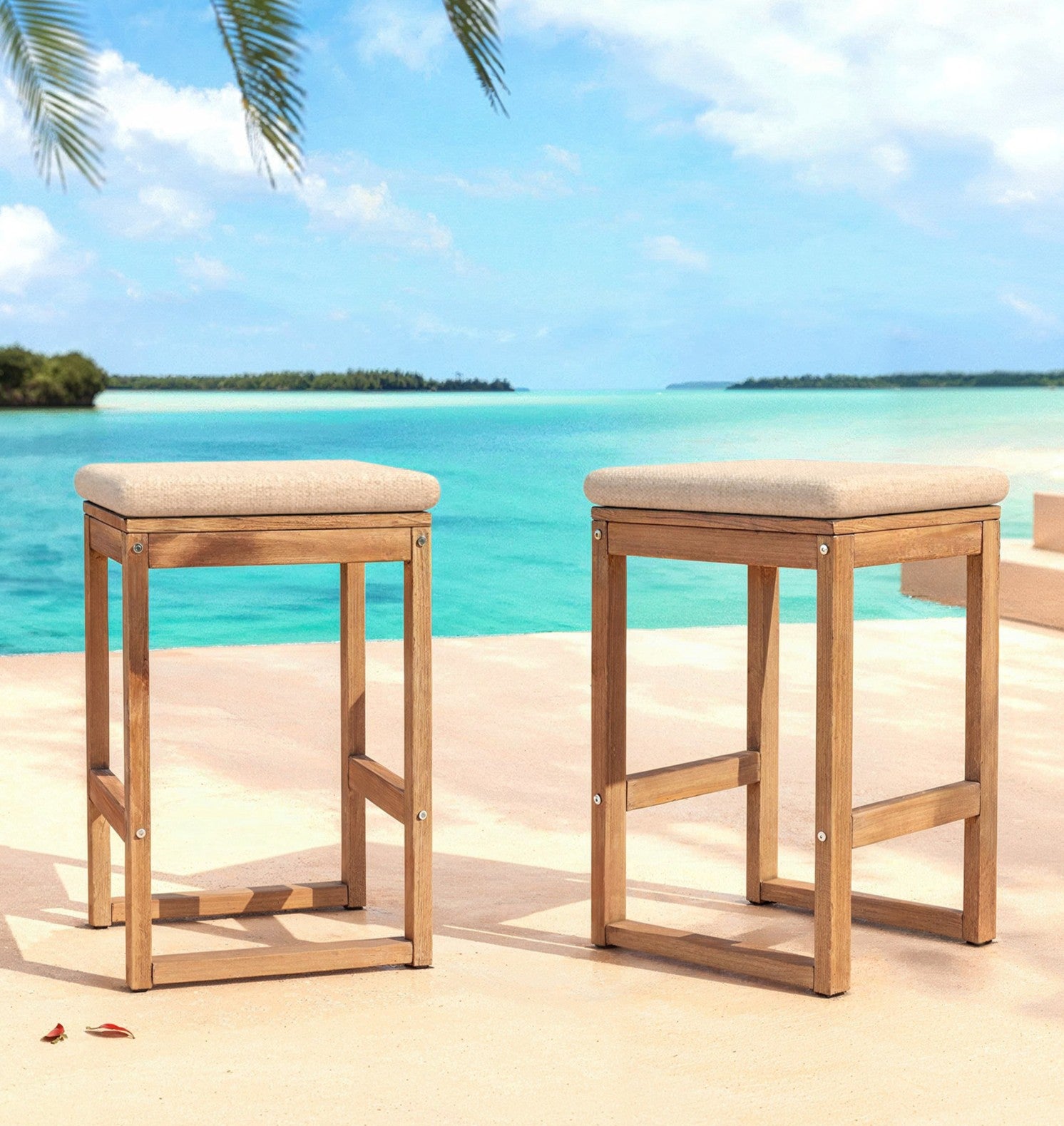Lot de 2 tabourets de jardin Bornéo
