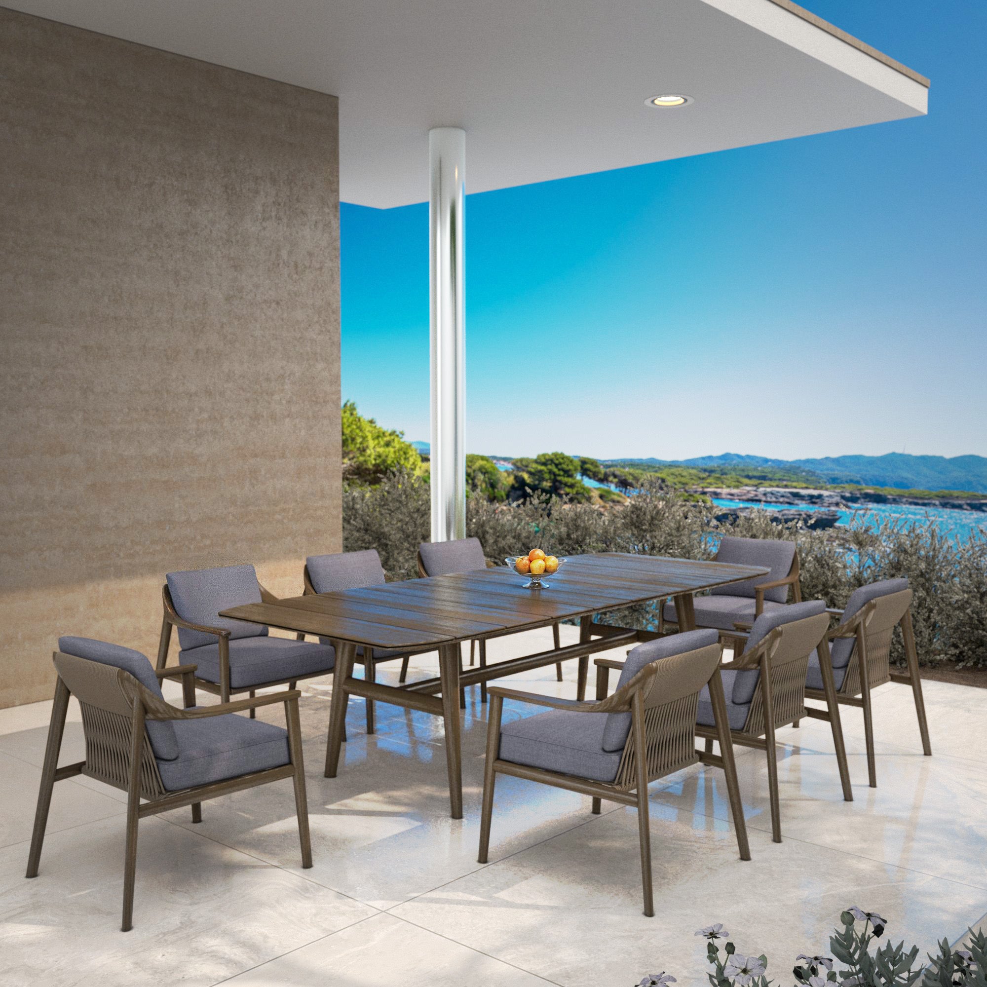 Table de jardin rectangulaire 8 places en Teck Cap Ferrat 260x100cm