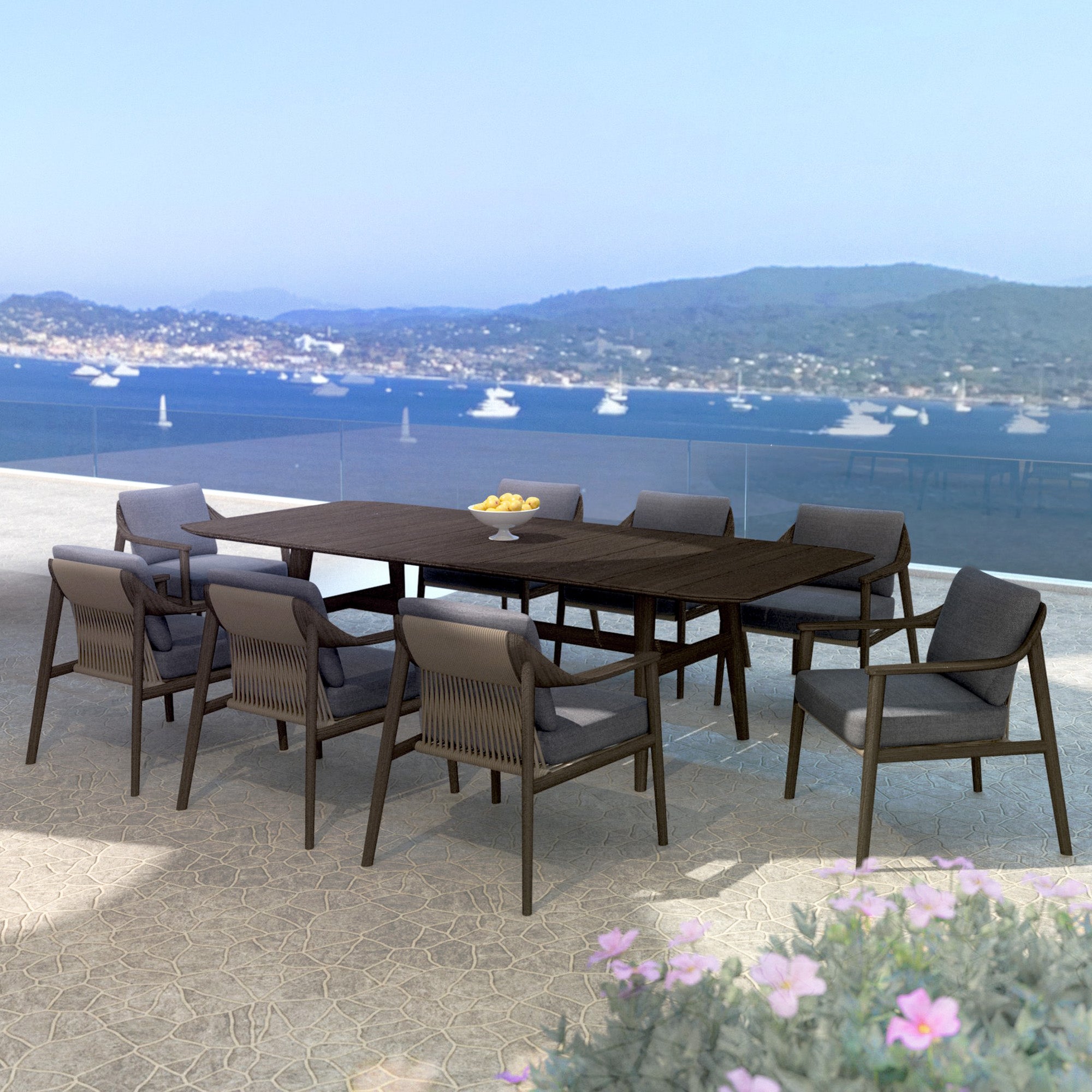 Table de jardin rectangulaire 8 places en Teck Cap Ferrat 260x100cm