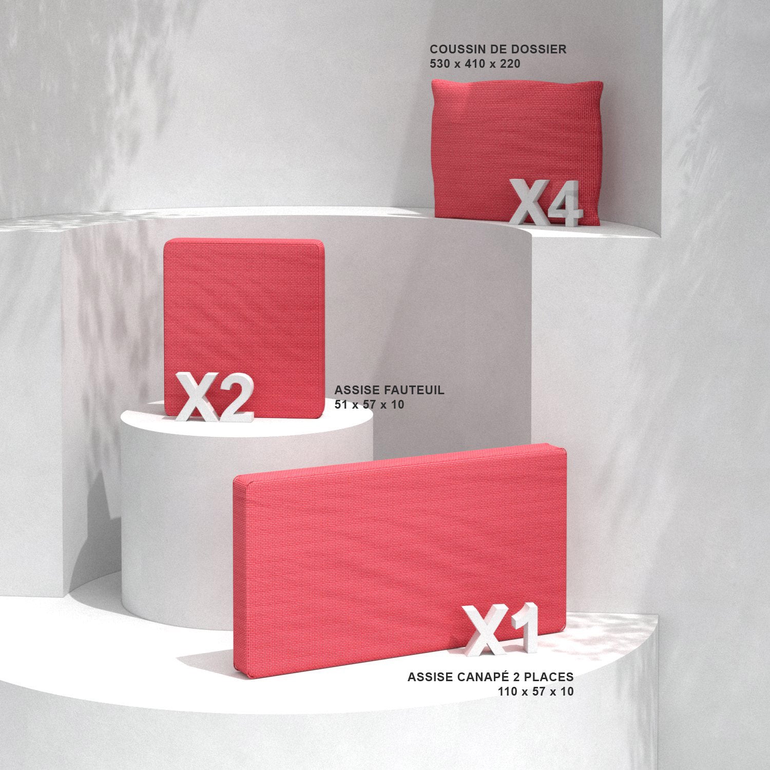 Housse de coussins de remplacement pour salon de jardin Calvi 4 places - Mobellia