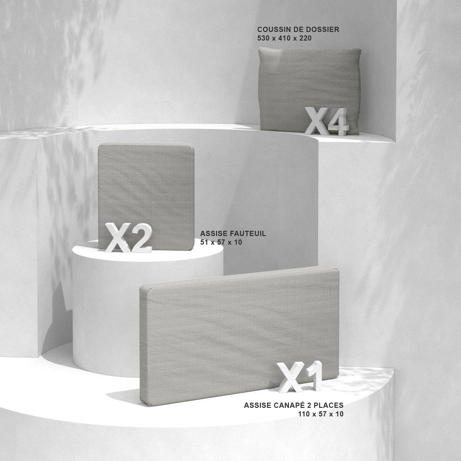 Housse de coussins de remplacement pour salon de jardin Calvi 4 places - Mobellia