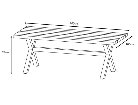 Table de jardin rectangulaire Aluminium/Bois Bali (200 x 100 cm)