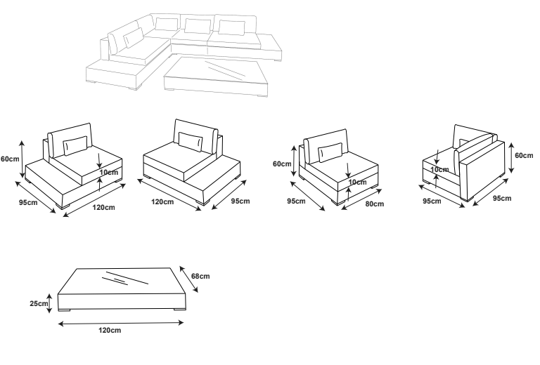 Lounge-set Palma - 5 Sitzplätze