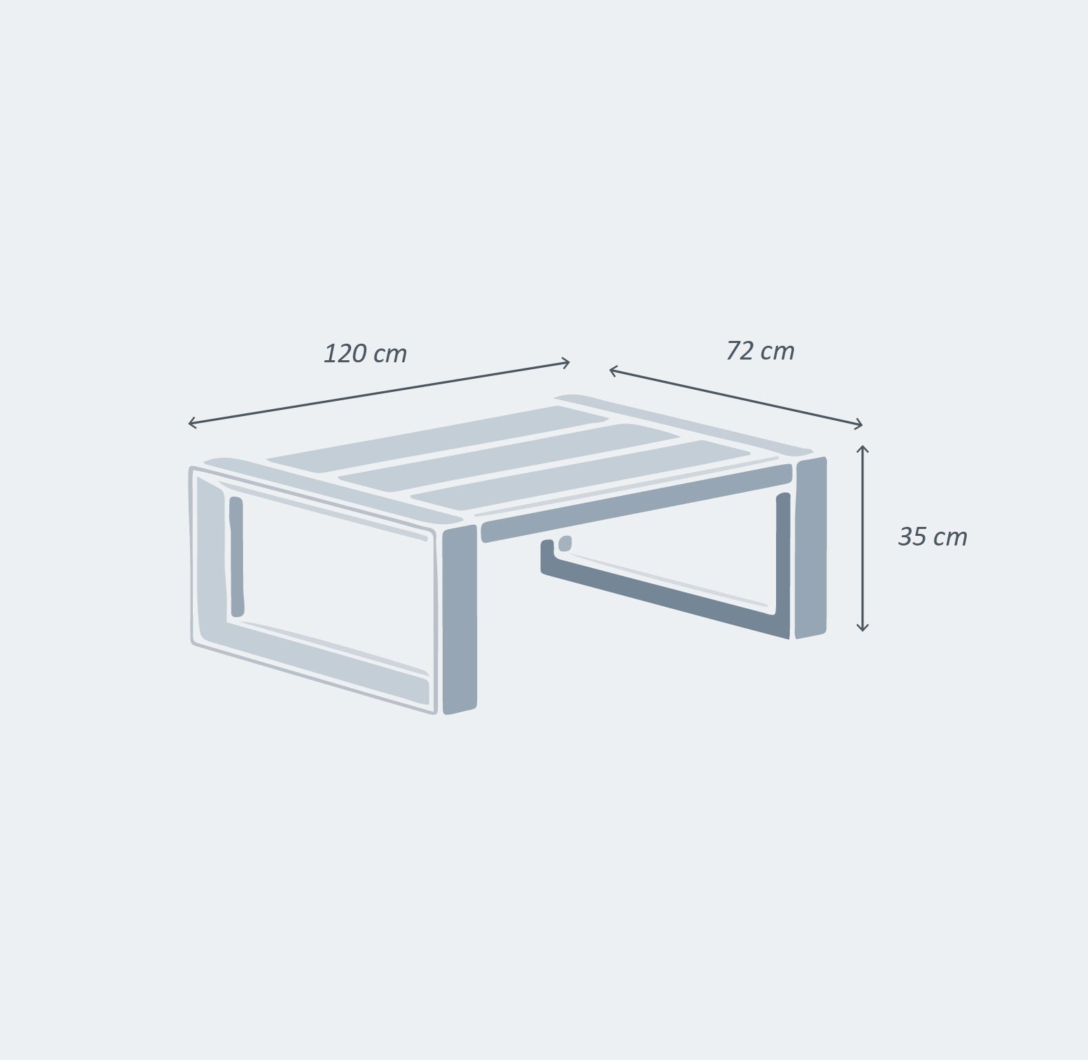 Table basse rectangulaire en aluminium Elba 120x72cm