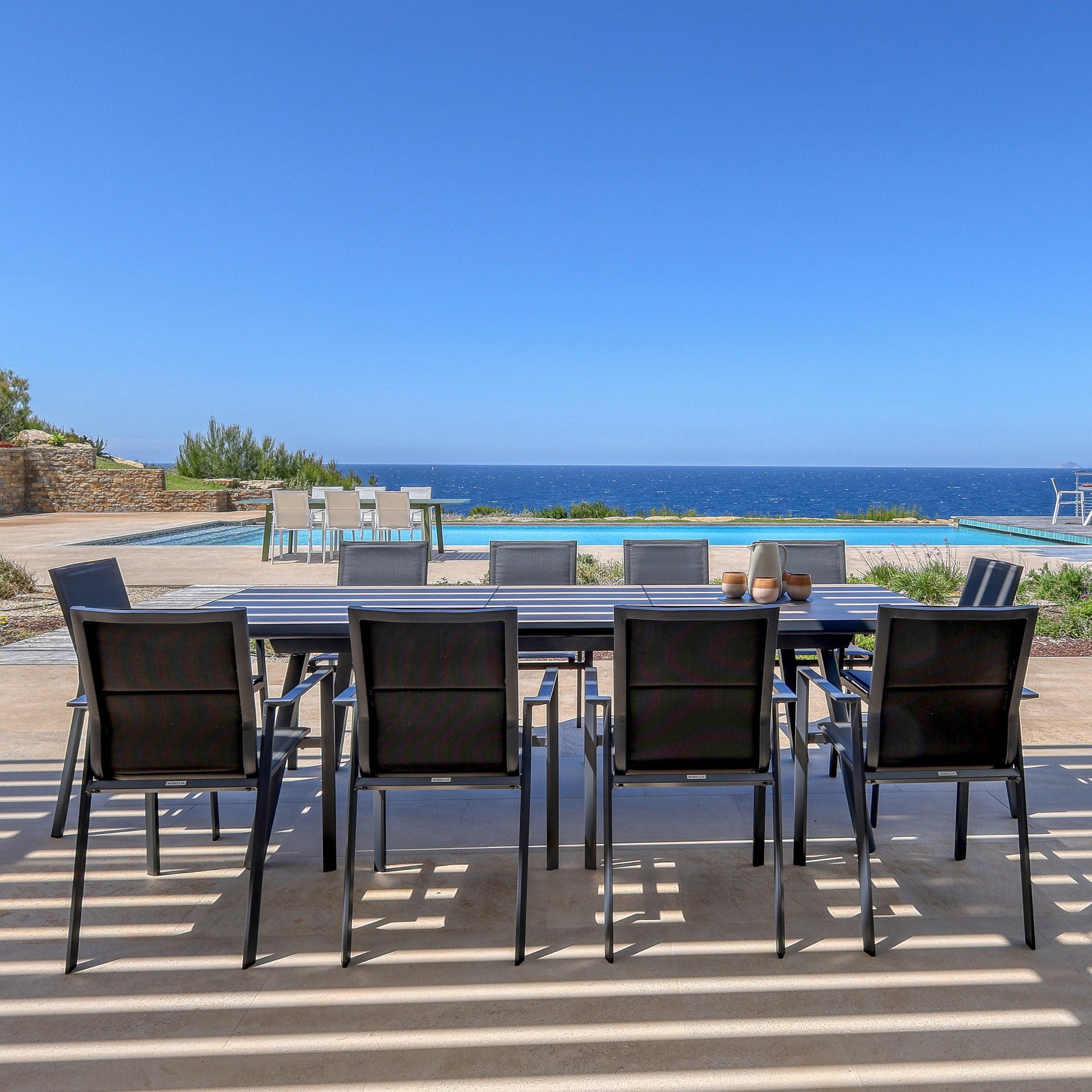 Mesa de jardim extensível automática para 10 pessoas Alumínio Amalfi - (200/260X96)