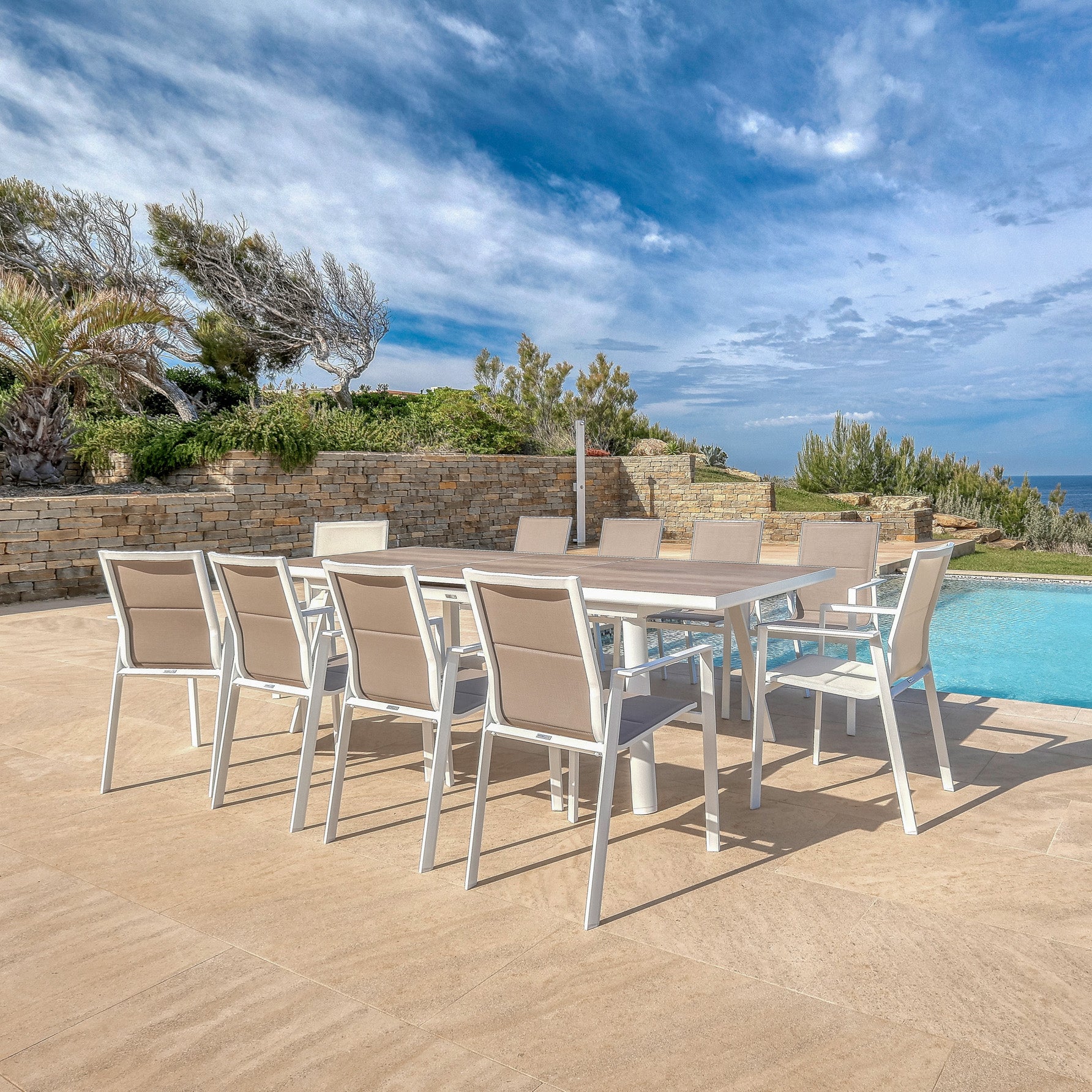 Automatic extendable garden table 10 places Aluminum Amalfi - (200/260X96)