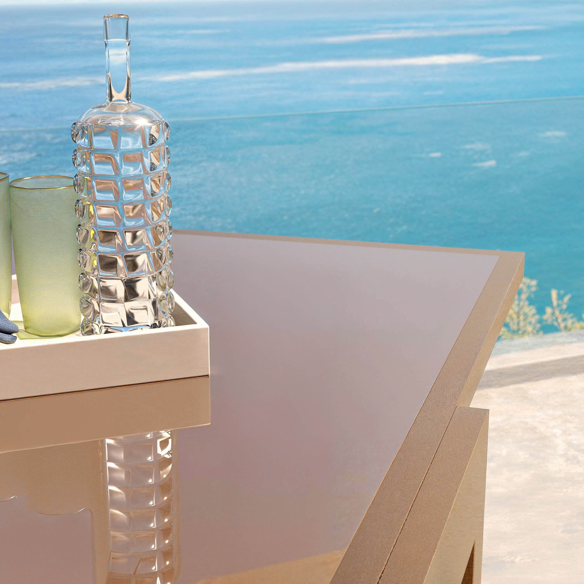 10-seater extendable garden table in Murano glass (270 x 90 cm)