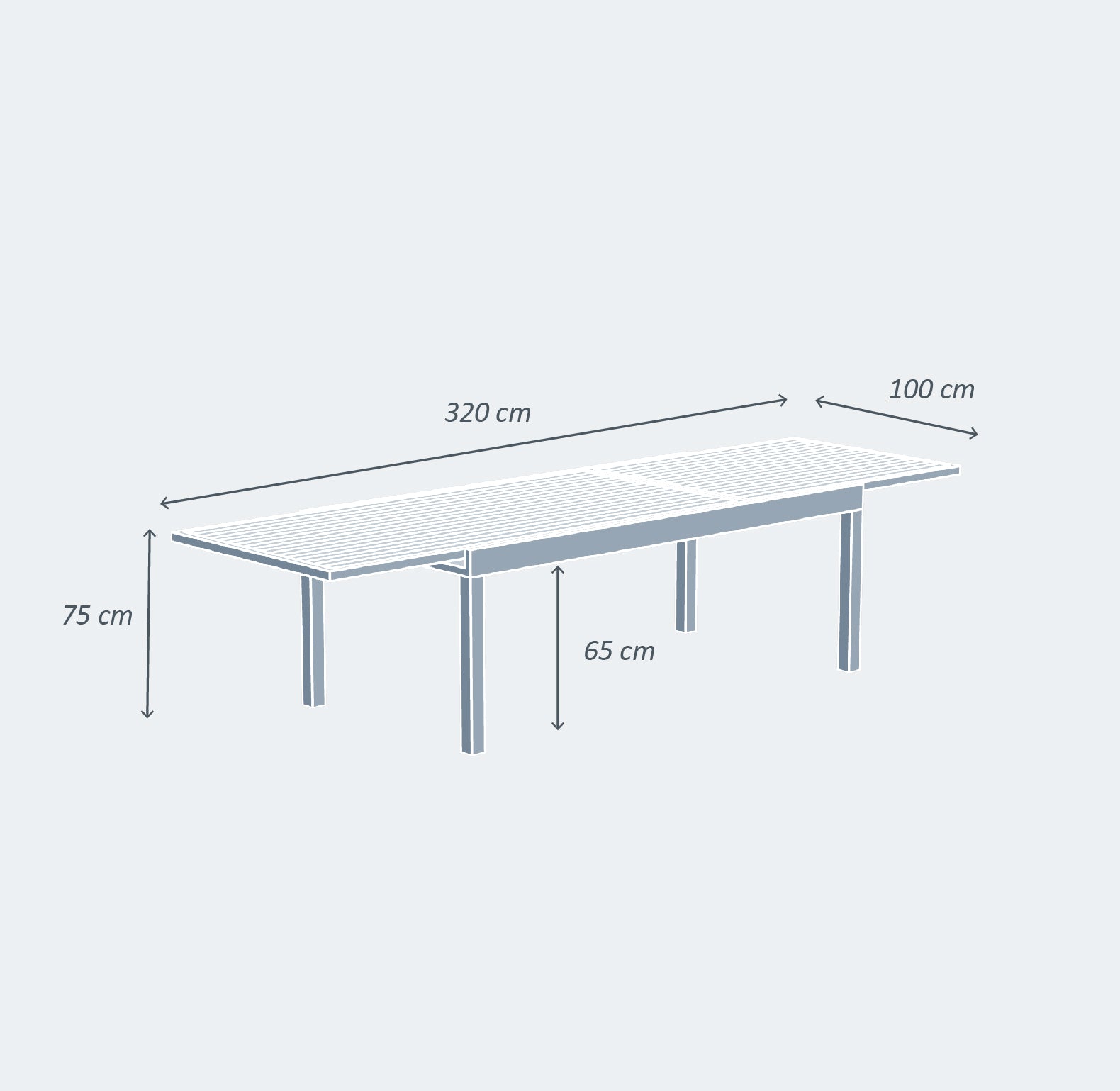 Table de jardin extensible 12 places Aluminium effet bois Murano (200/320 x 100 cm)