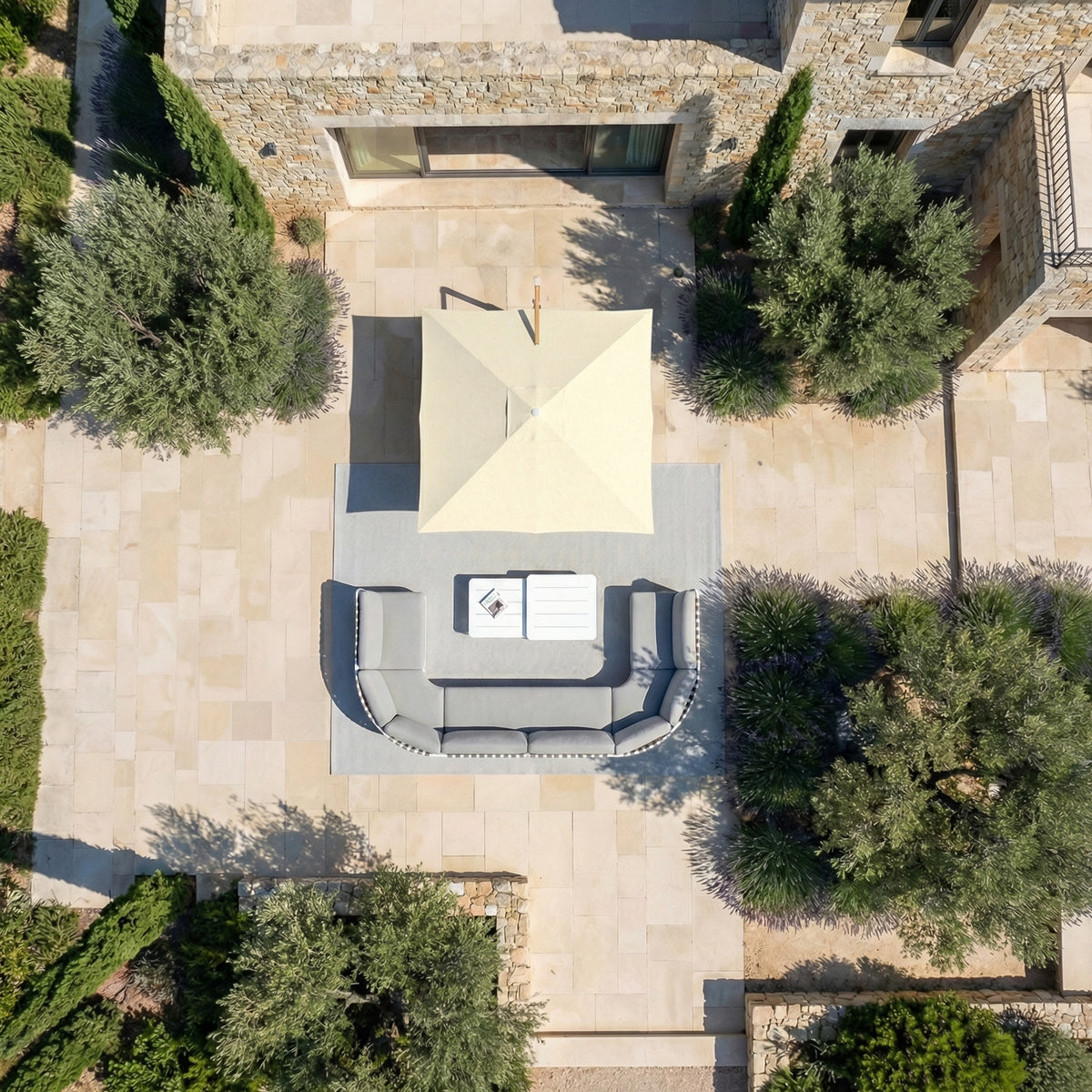 Parasol Déporté Professionnel ELYRA 3 x 3 m – Mât Effet Bois
