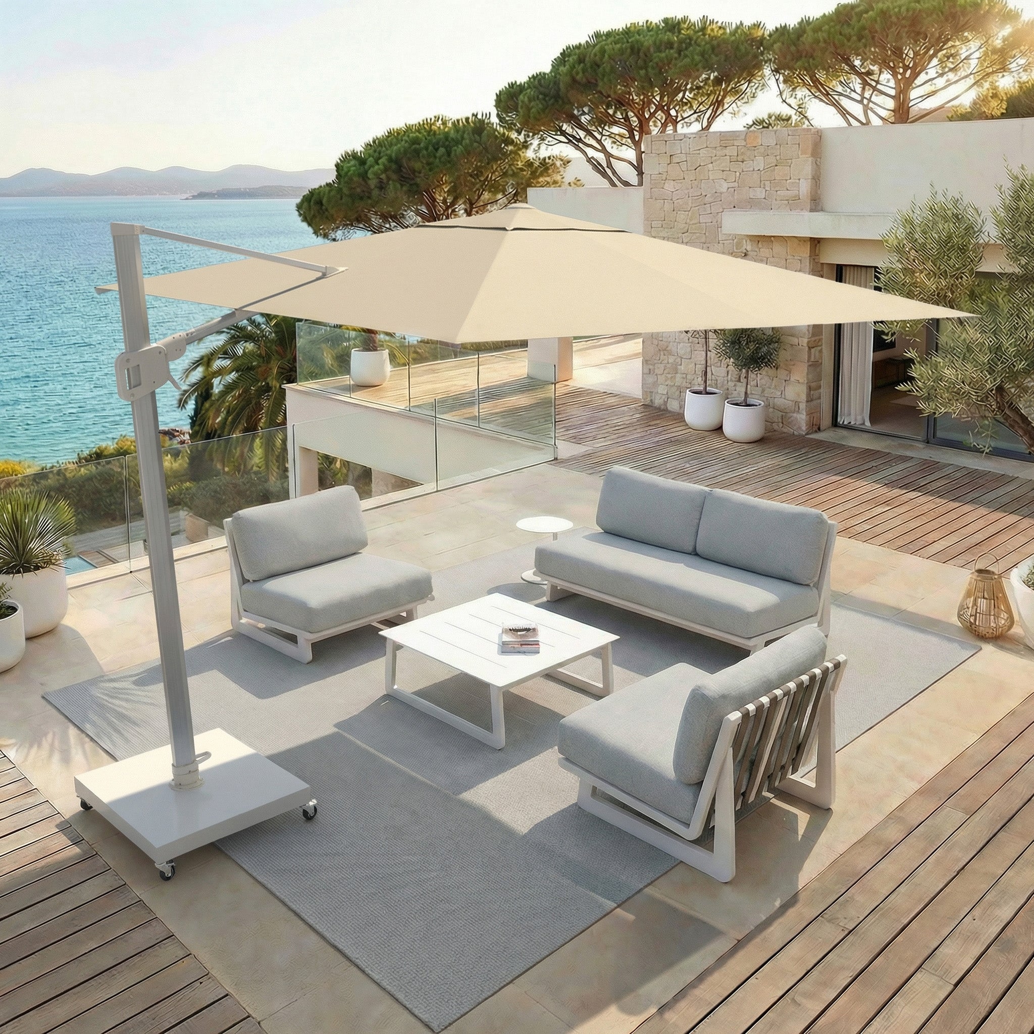 Elyra professional offset parasol (3×3 m)