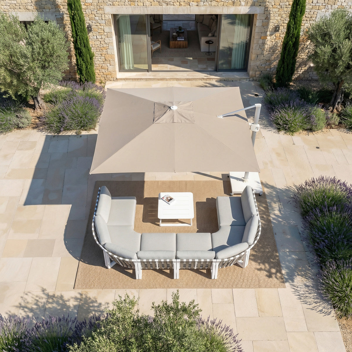 Parasol Déporté Professionnel ELYRA 3 x 3 m – Mât Blanc