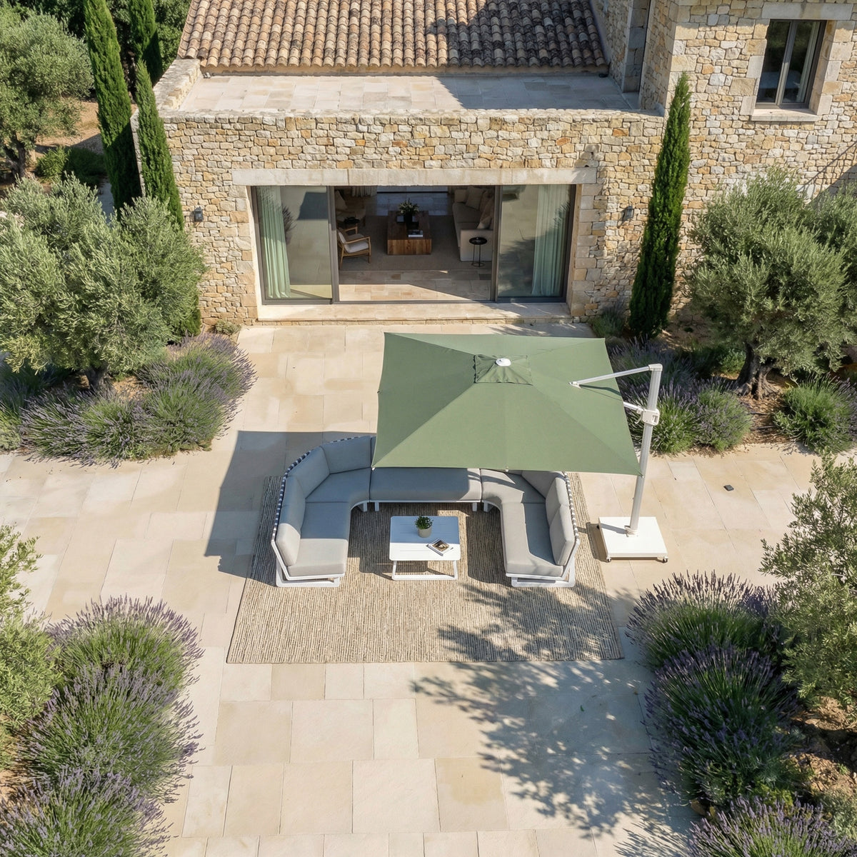 Parasol Déporté Professionnel ELYRA 3 x 3 m – Mât Blanc