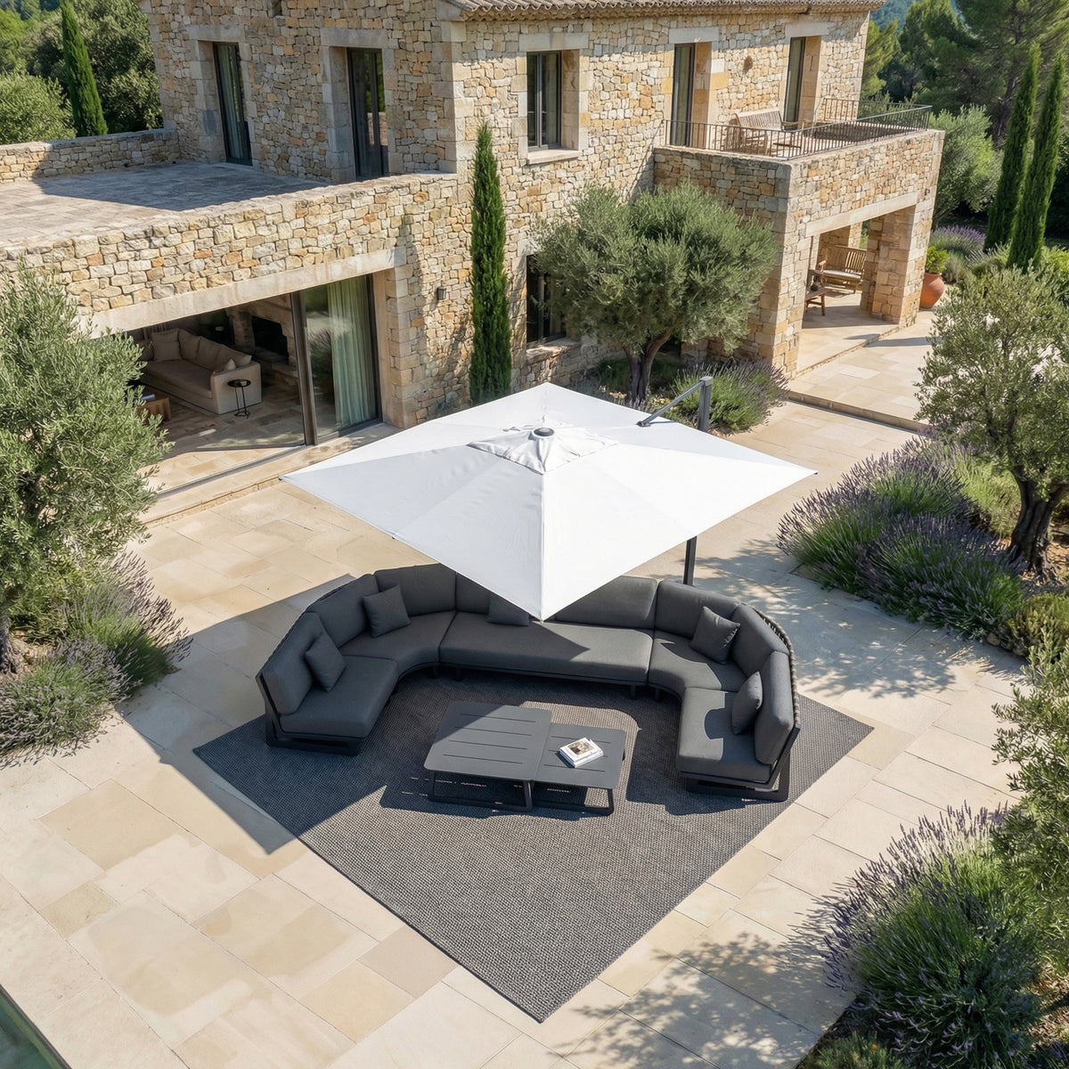 Parasol Déporté Professionnel ELYRA 3 x 3 m – Mât Gris Anthracite