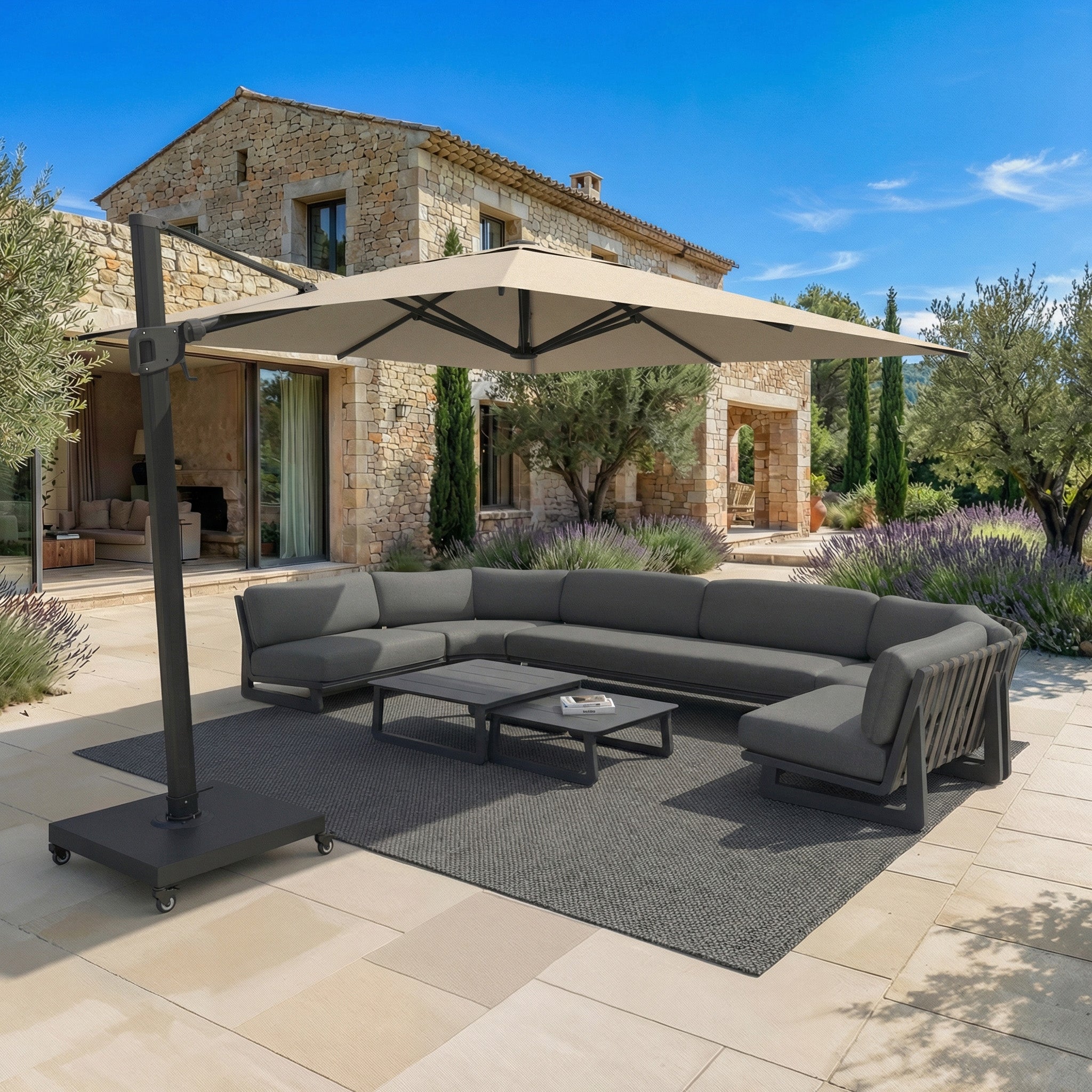 Elyra professional offset parasol (3×3 m)