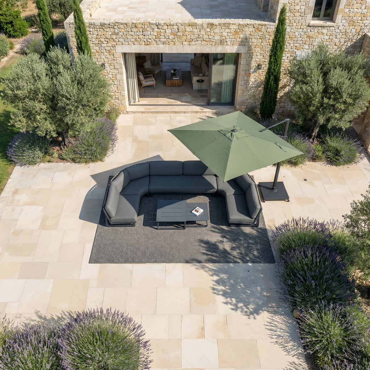 Parasol Déporté Professionnel ELYRA 3 x 3 m – Mât Gris Anthracite