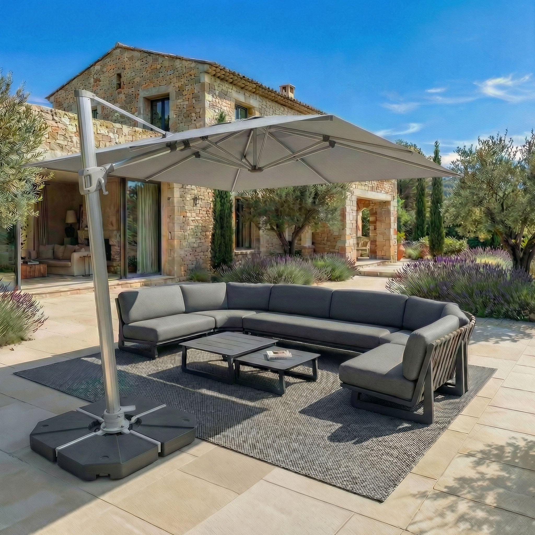 Elyra professional offset parasol (3×3 m)