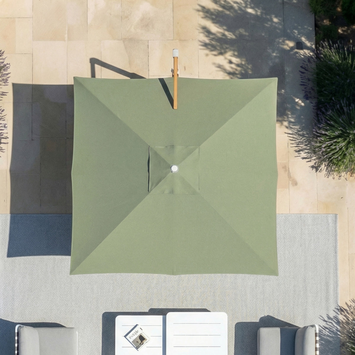 Parasol Déporté Professionnel ELYRA 3 x 3 m – Mât Effet Bois