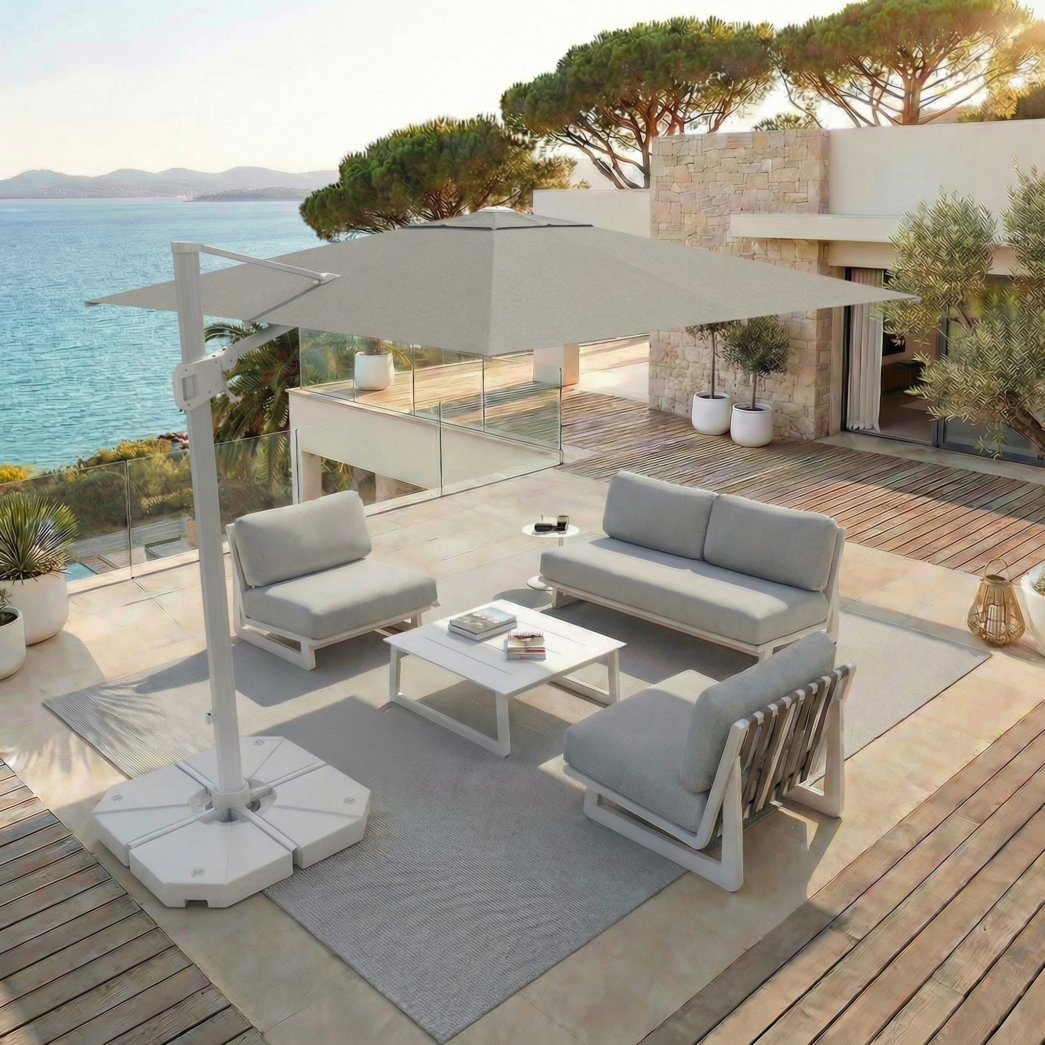 Elyra professional offset parasol (3×3 m)