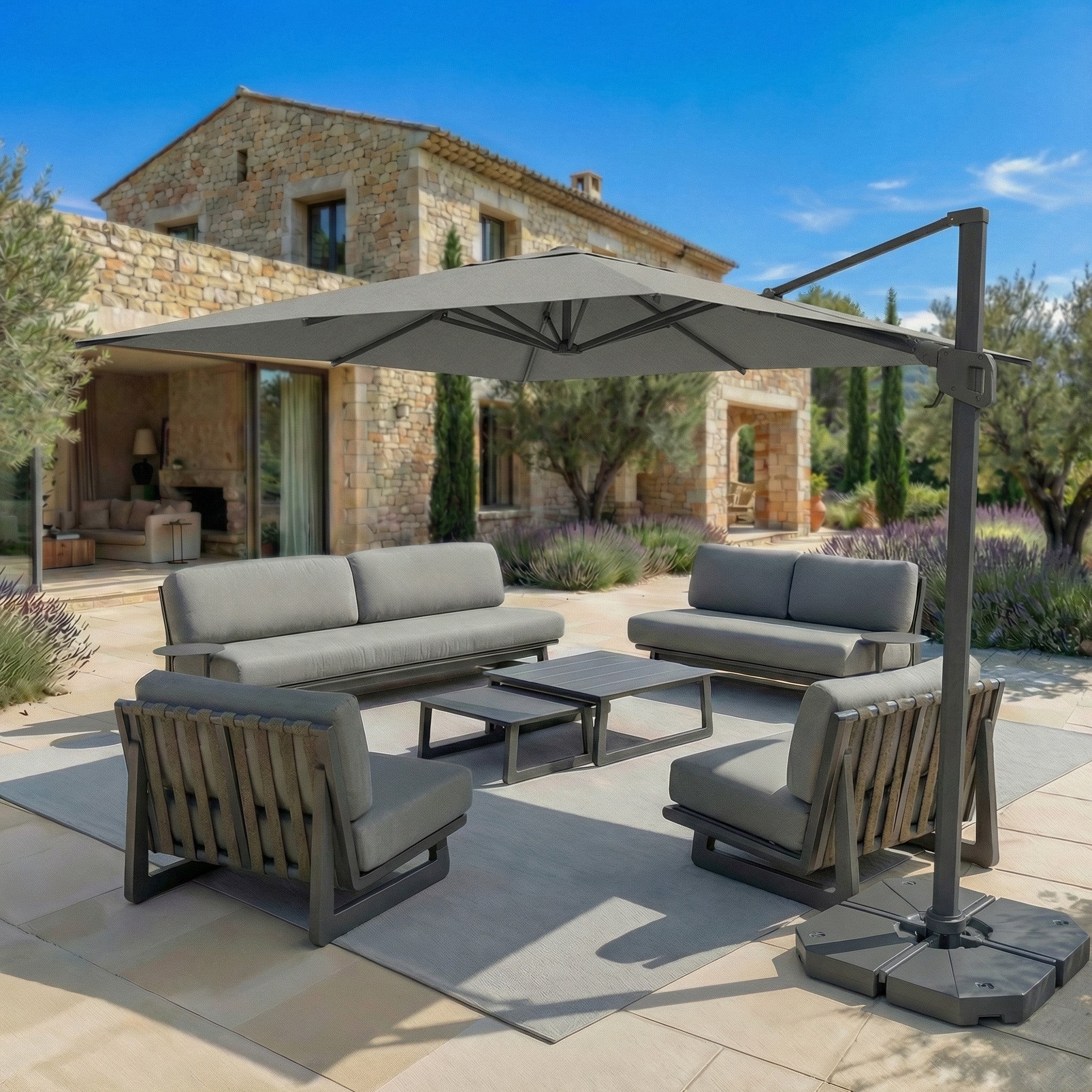 Elyra professional offset parasol (3×3 m)