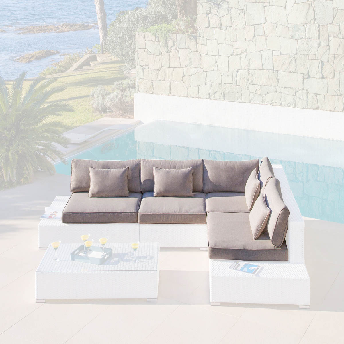 Housses de coussins pour salon de jardin 5 places Palma
