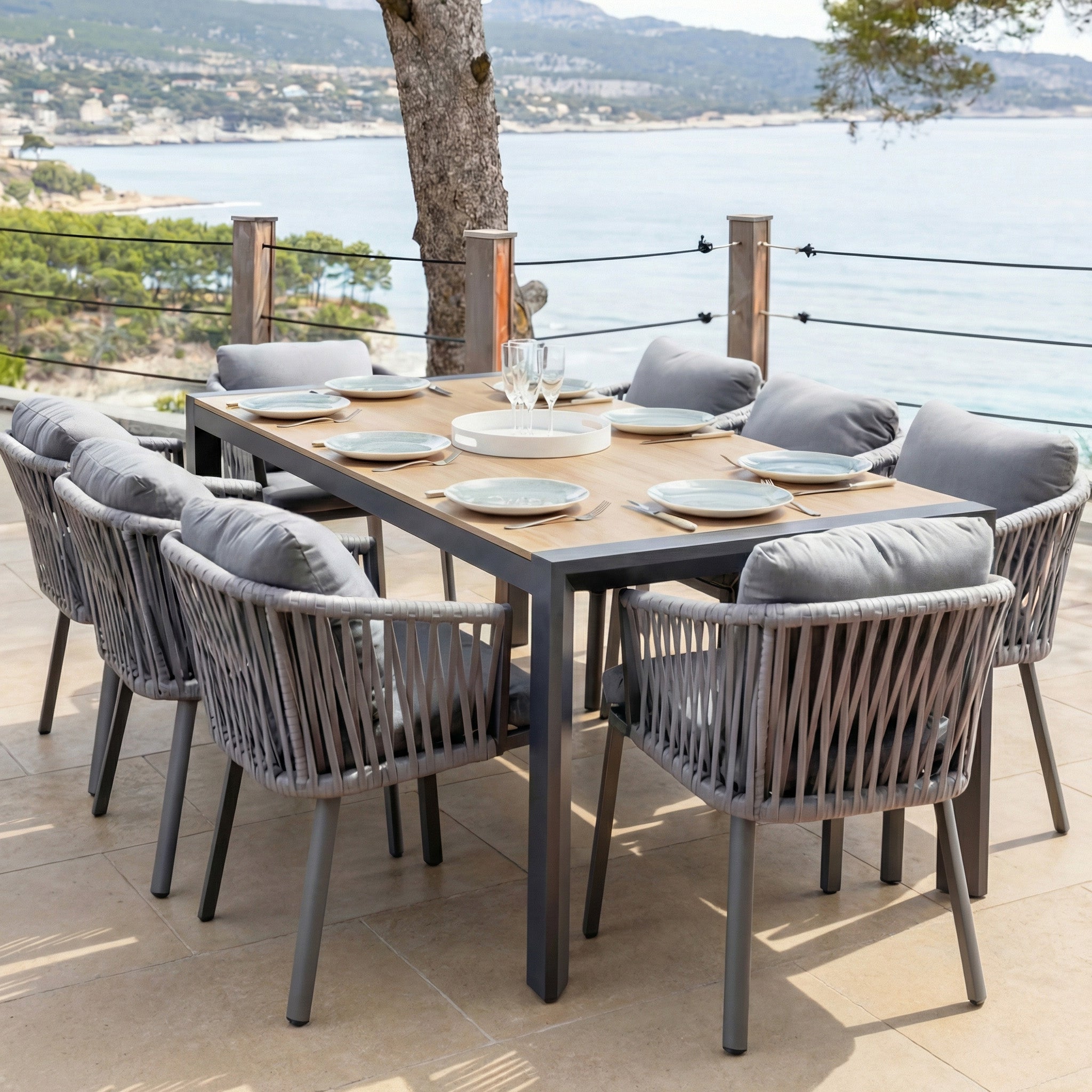 Amalfi Aluminium 12-seater extending dining table - 3 dimensions (195/240/300X96)
