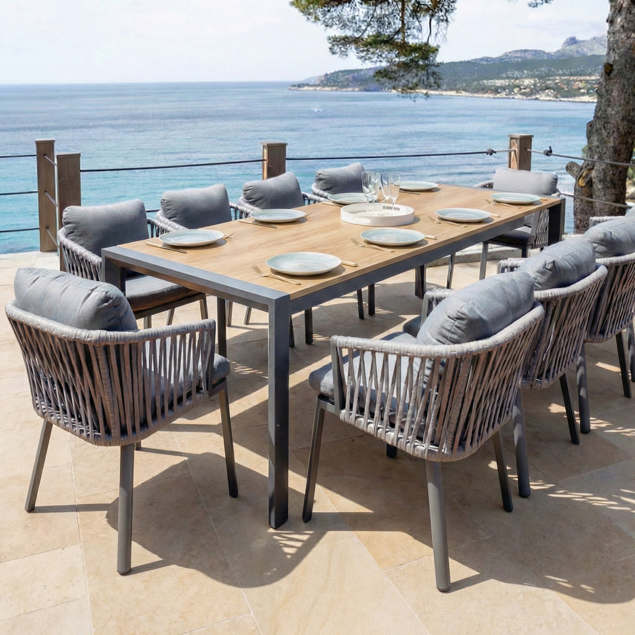 Table de jardin extensible 10 places aluminium Amalfi (180/240x96cm)
