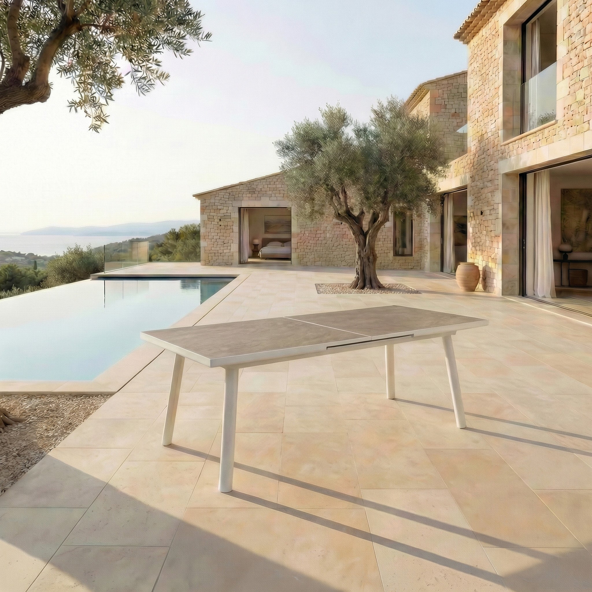 Table de jardin extensible automatique 10 places Aluminium Amalfi - (200/260X96)