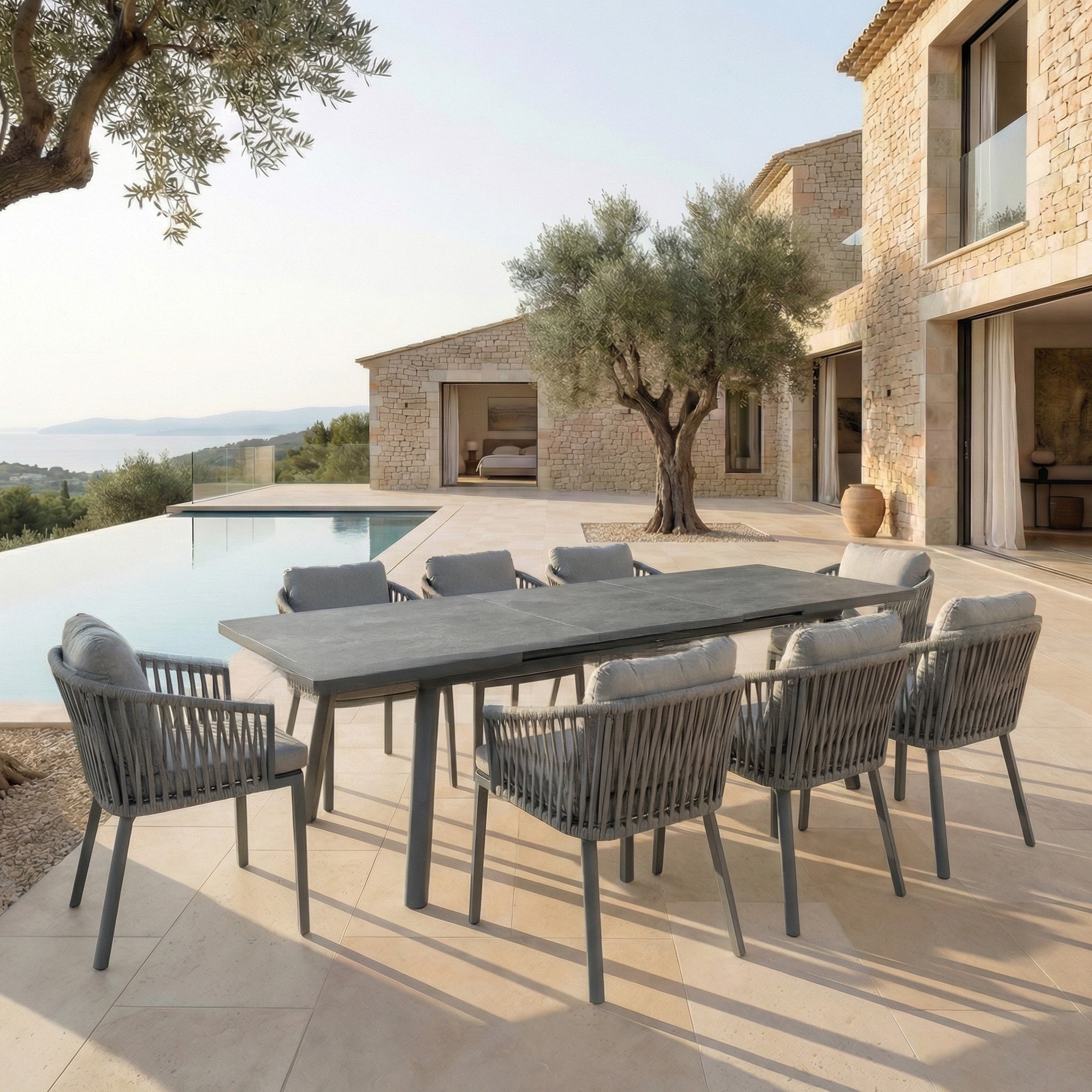 Table de jardin extensible automatique 10 places Aluminium Amalfi - (200/260X96)