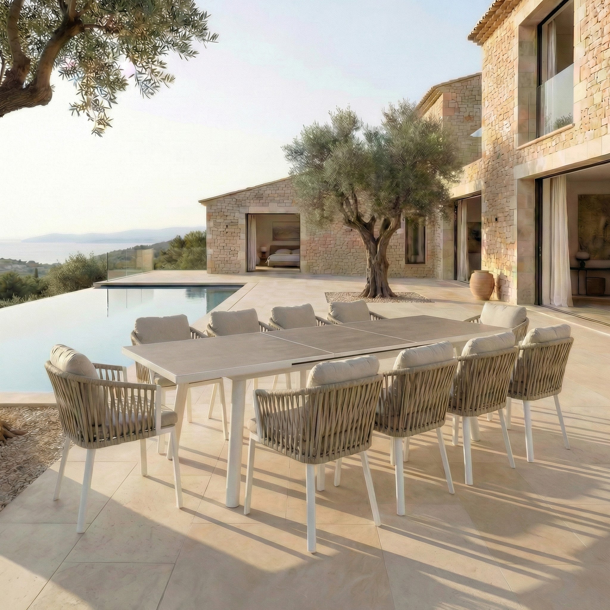 Table de jardin extensible automatique aluminium Amalfi (240/300x96cm)