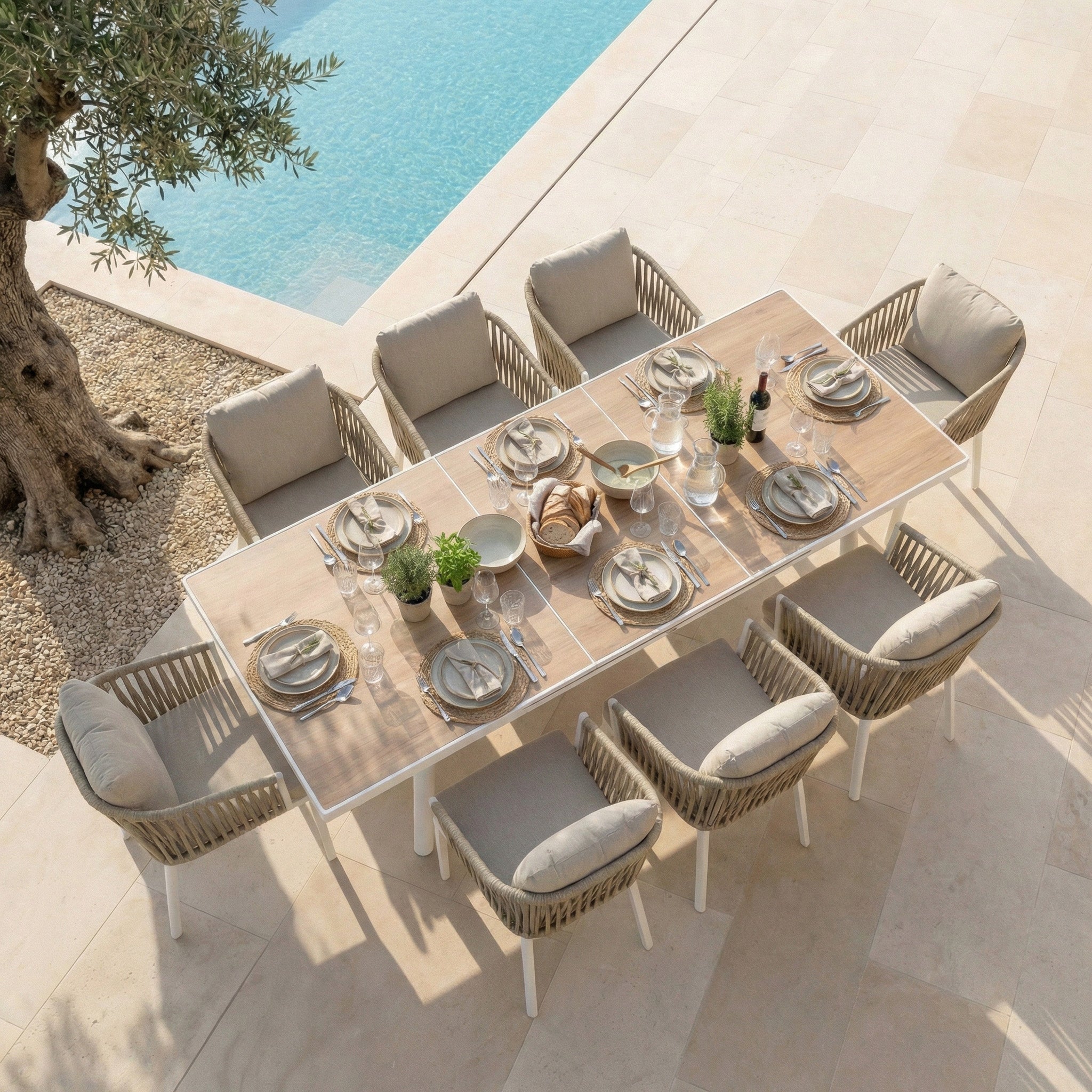 Table de jardin extensible automatique aluminium Amalfi (240/300x96cm)