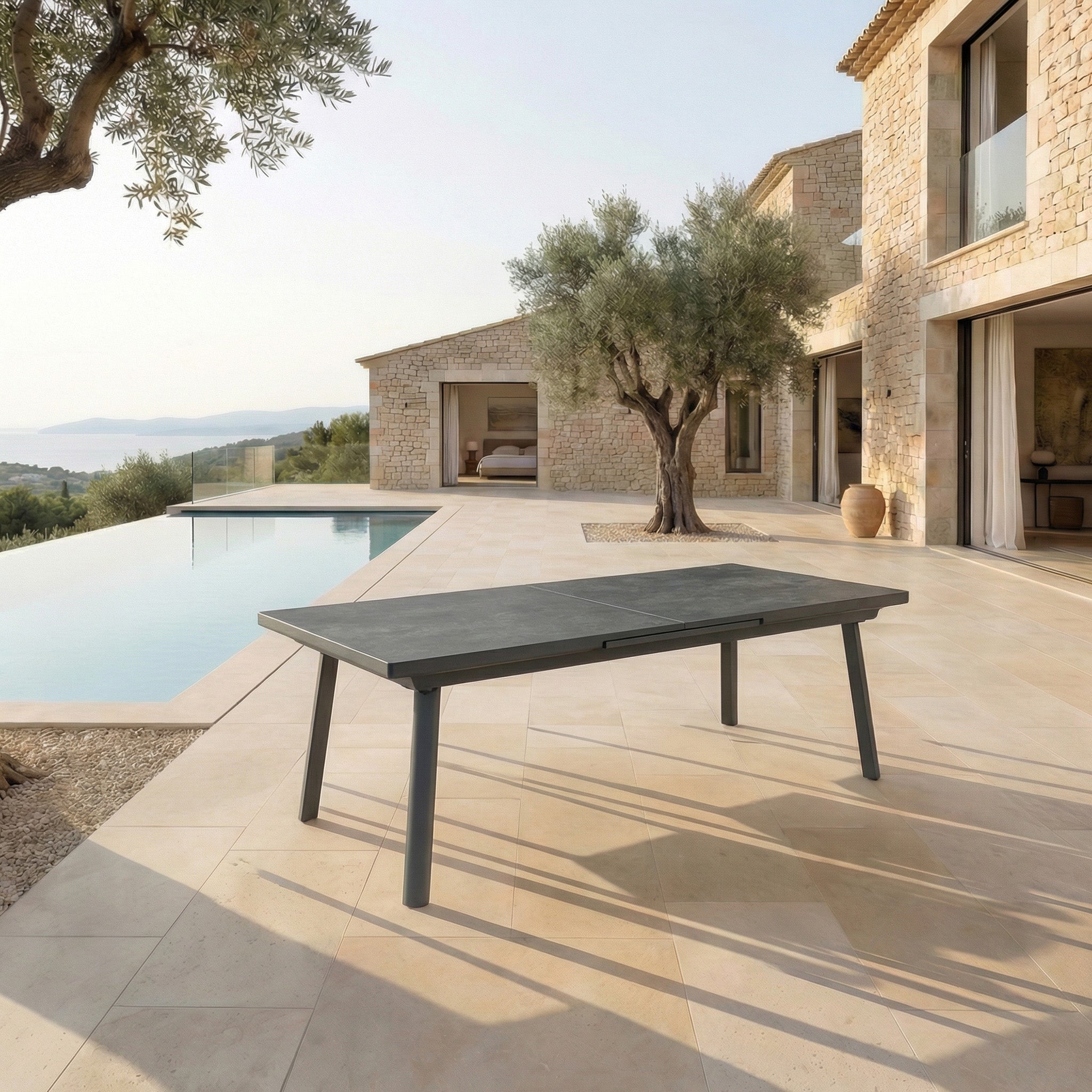 Table de jardin extensible automatique aluminium Amalfi (240/300x96cm)