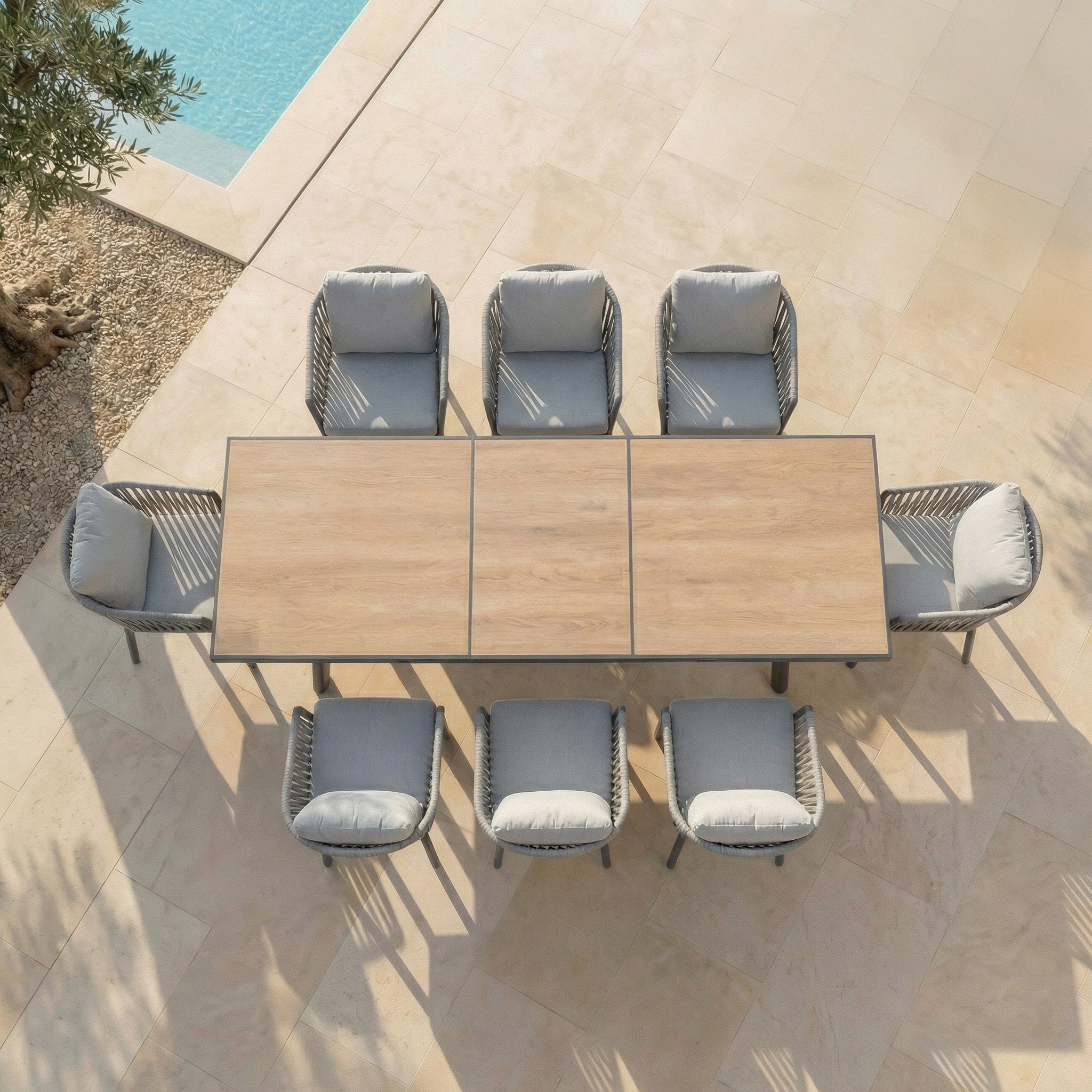 Table de jardin extensible automatique aluminium Amalfi (240/300x96cm)