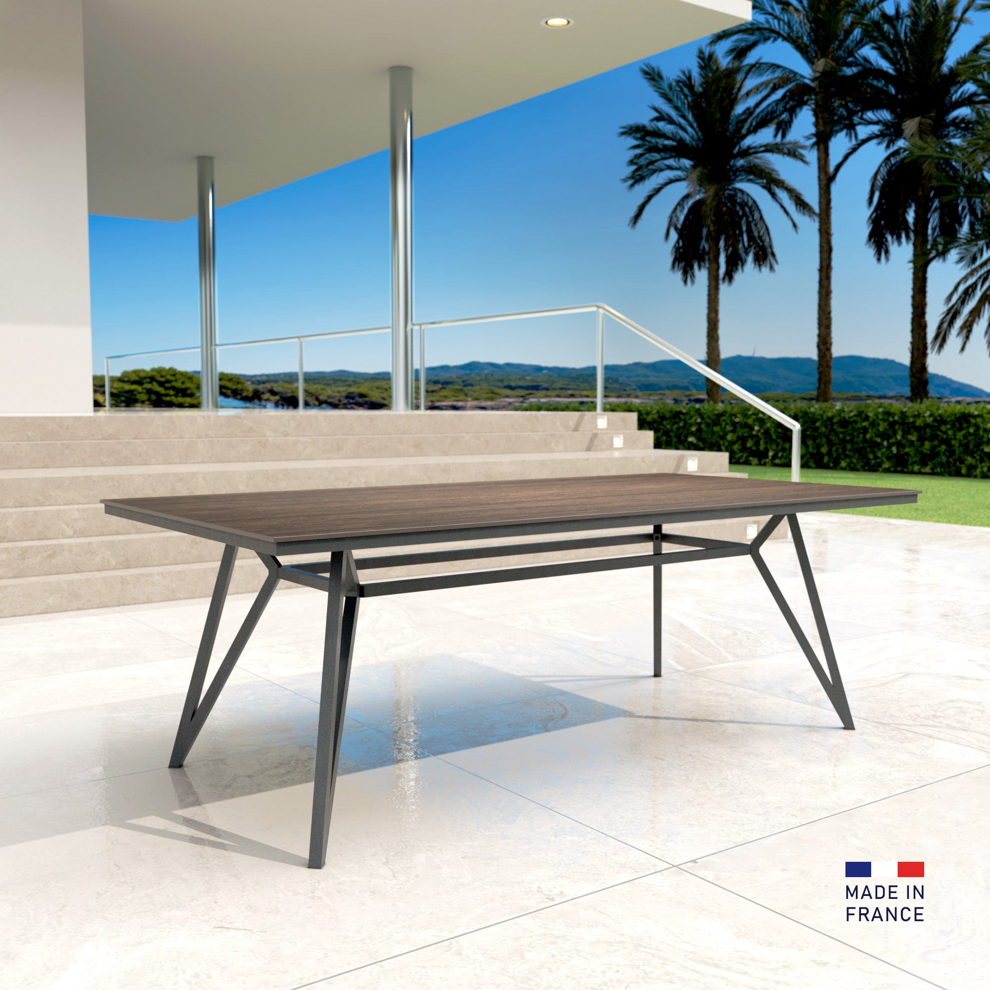 10-seater Aluminum/HPL garden table Biarritz (220x115cm)