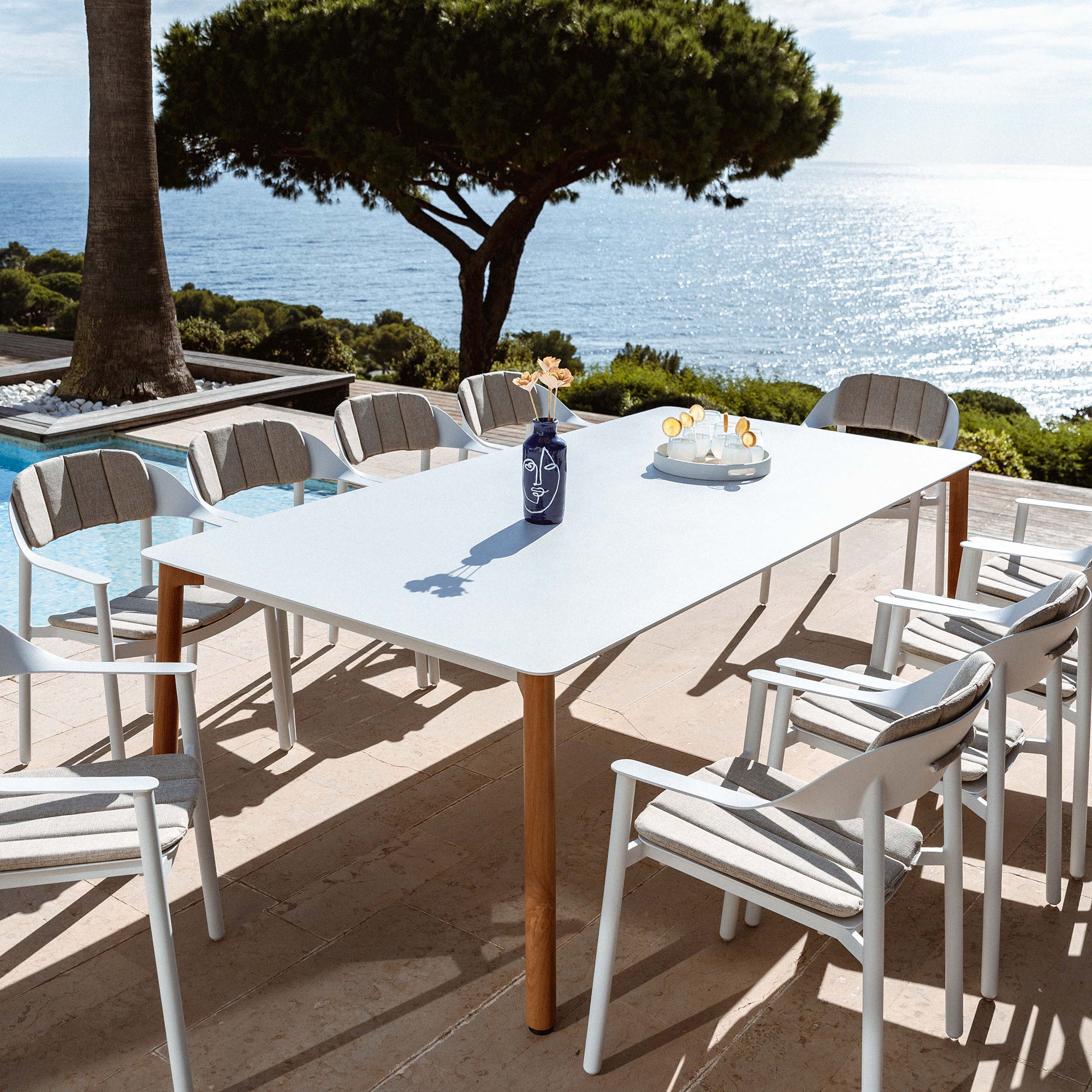 Mesa de jardín rectangular 10 plazas Monte Carlo de aluminio 240x120 cm