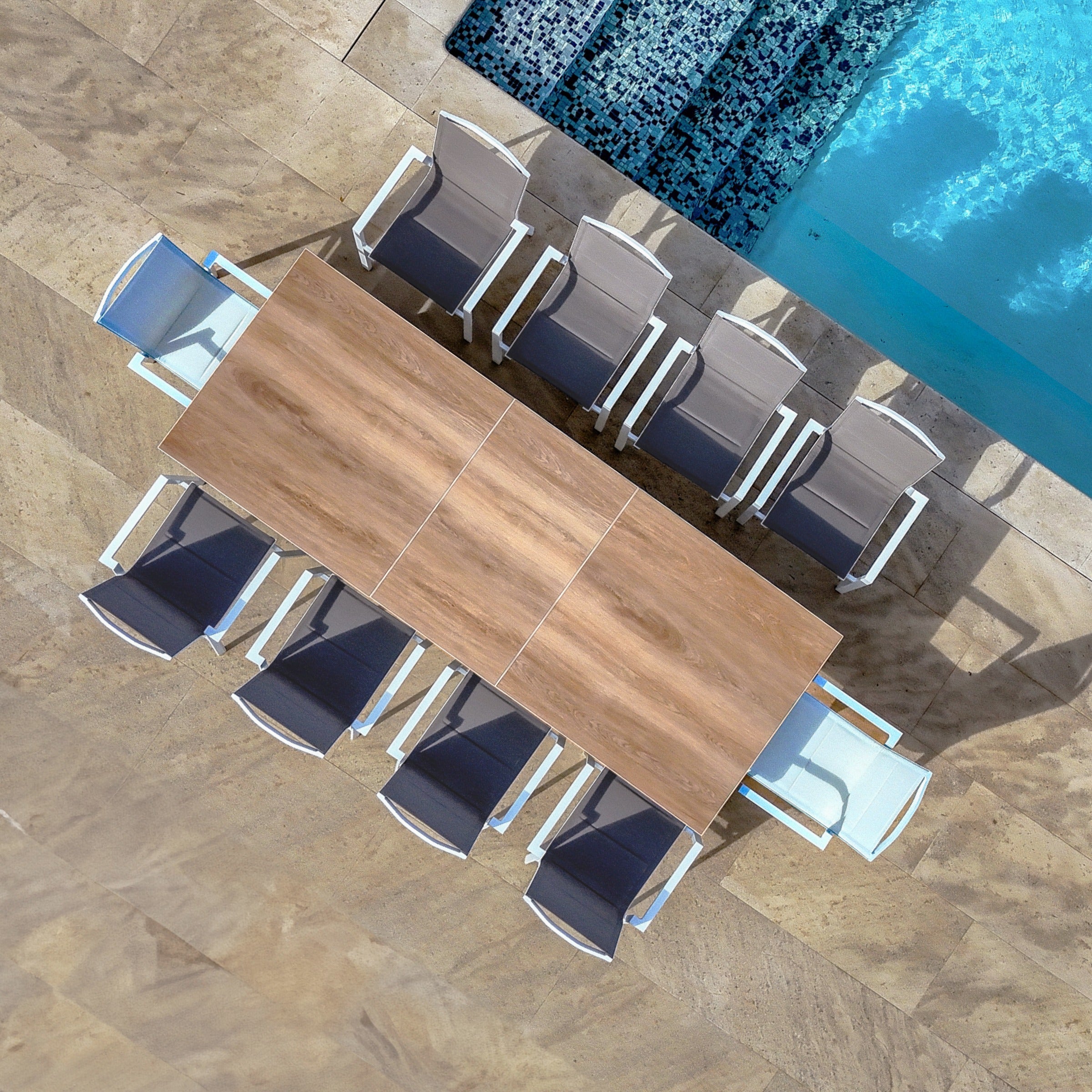Automatic extendable garden table 10 places Aluminum Amalfi - (200/260X96)