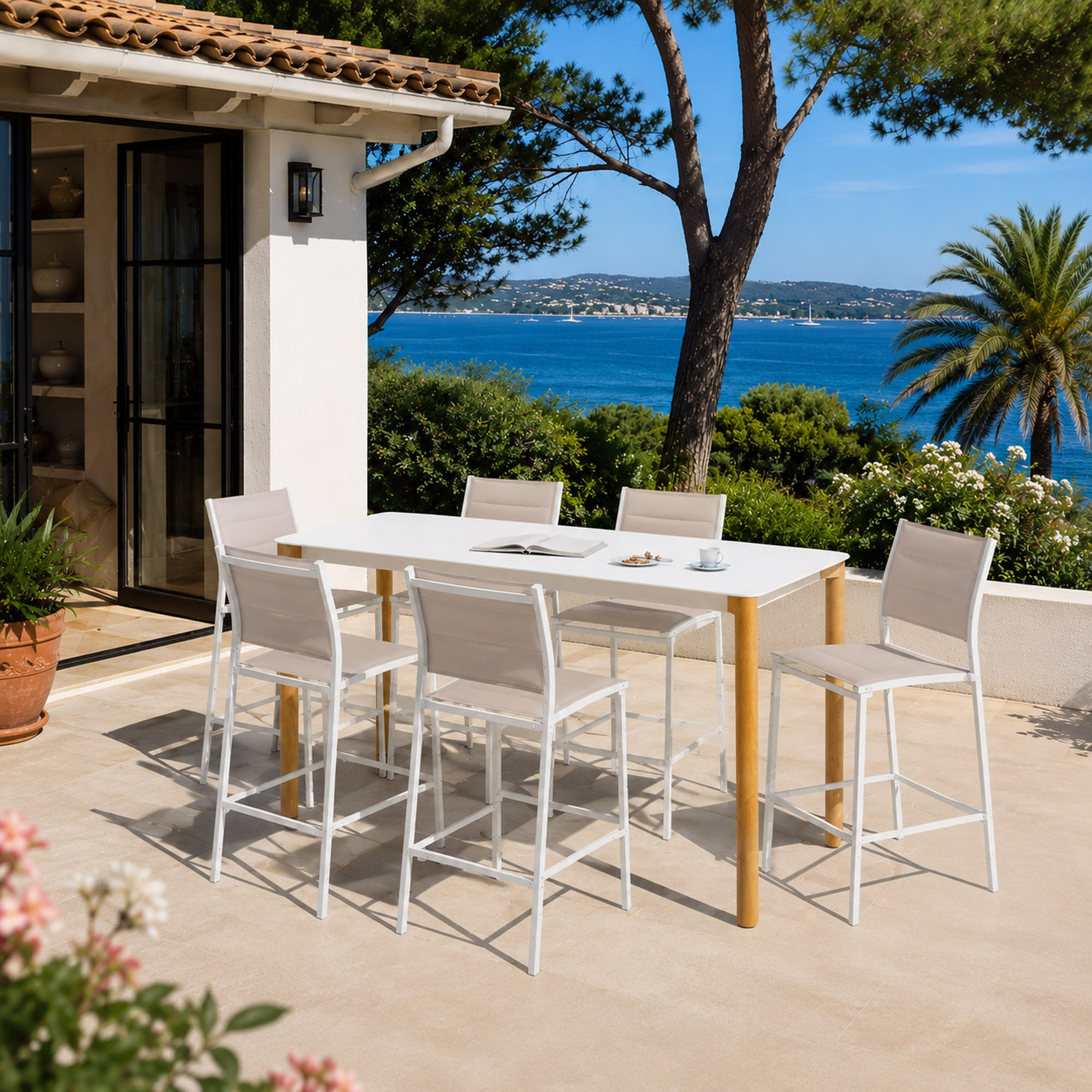 Tavolo alto da giardino rettangolare 8 posti Monte Carlo 200x70 cm