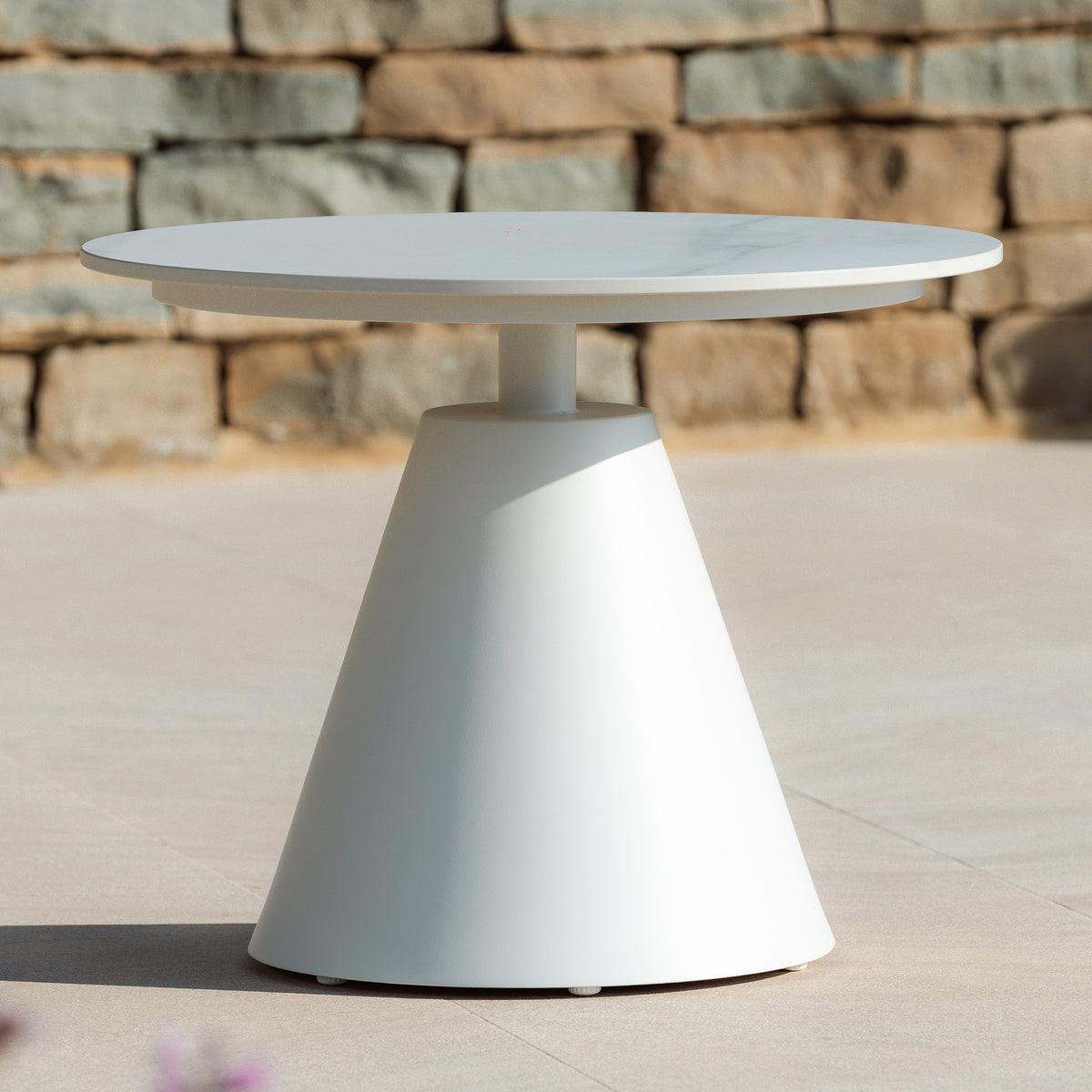 Runder Aluminium/Keramik-Gartencouchtisch Riviera (Ø 60 cm)