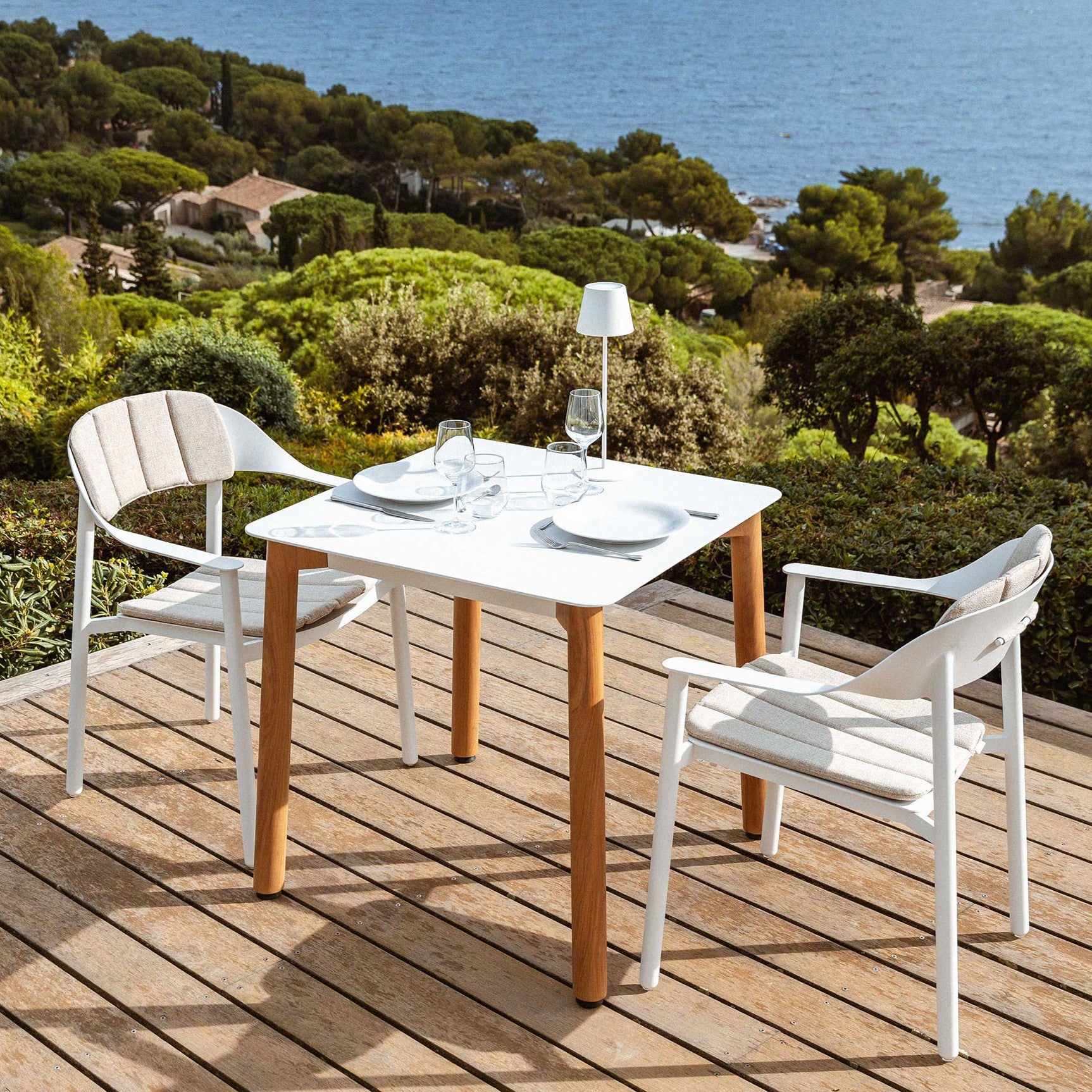 Square garden table 4 seats Monte Carlo in aluminum 76X76 cm