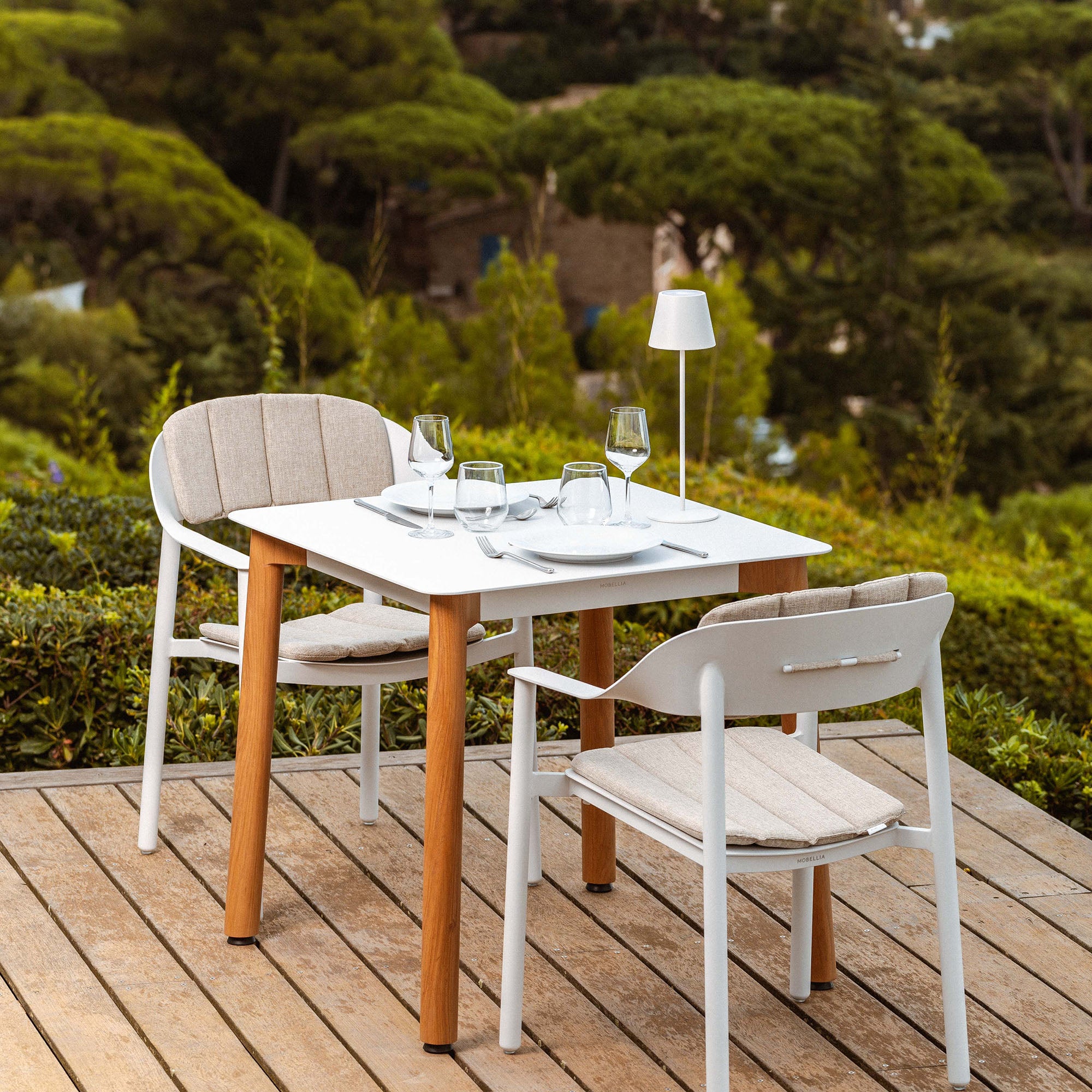 Square garden table 4 seats Monte Carlo in aluminum 76X76 cm