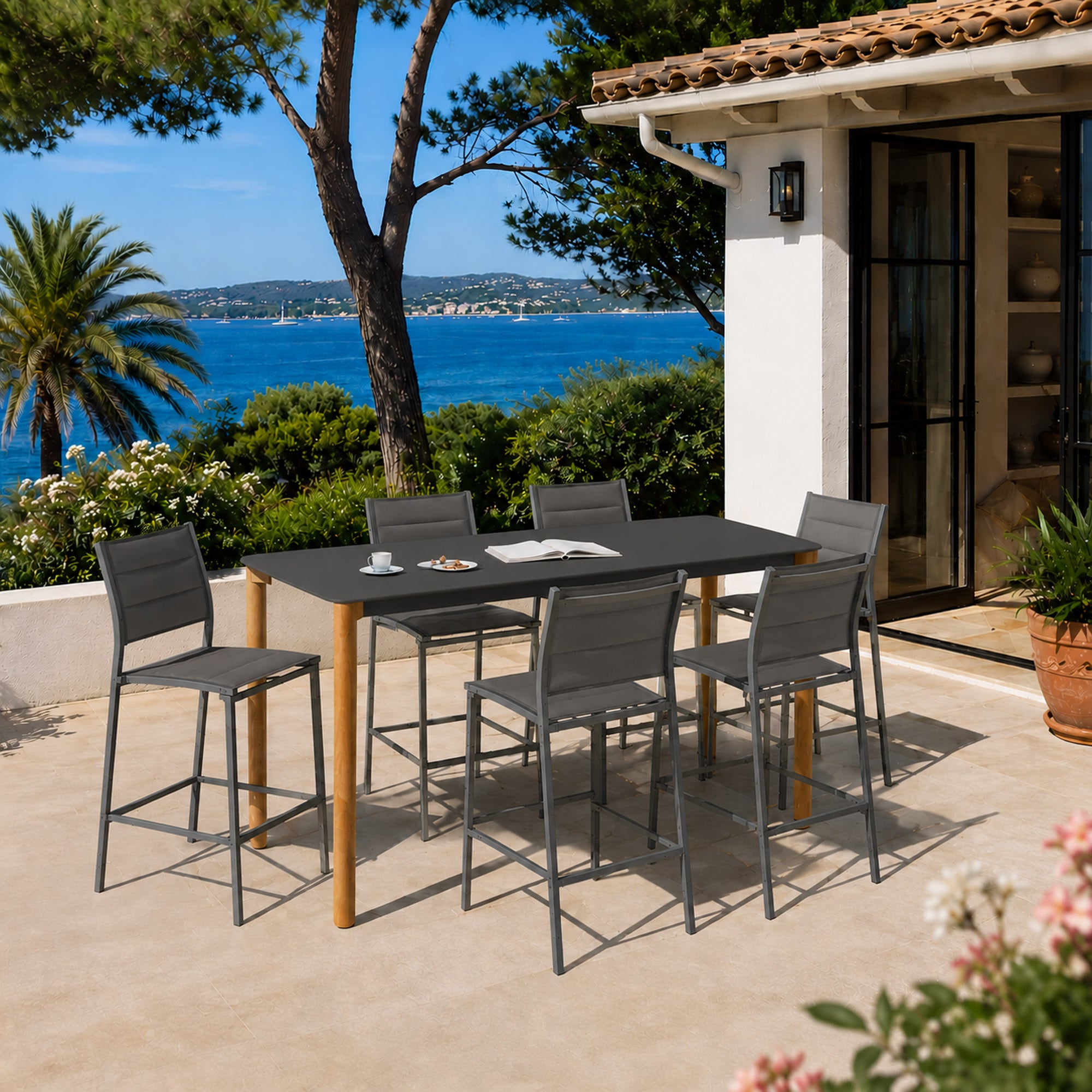 Tavolo alto da giardino rettangolare 8 posti Monte Carlo 200x70 cm