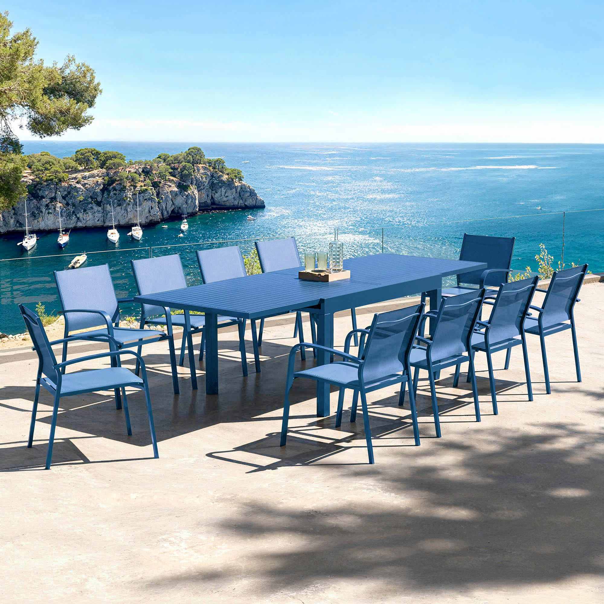 Murano 10-Seater Extendable Garden Table in aluminium (270 x 90 cm)