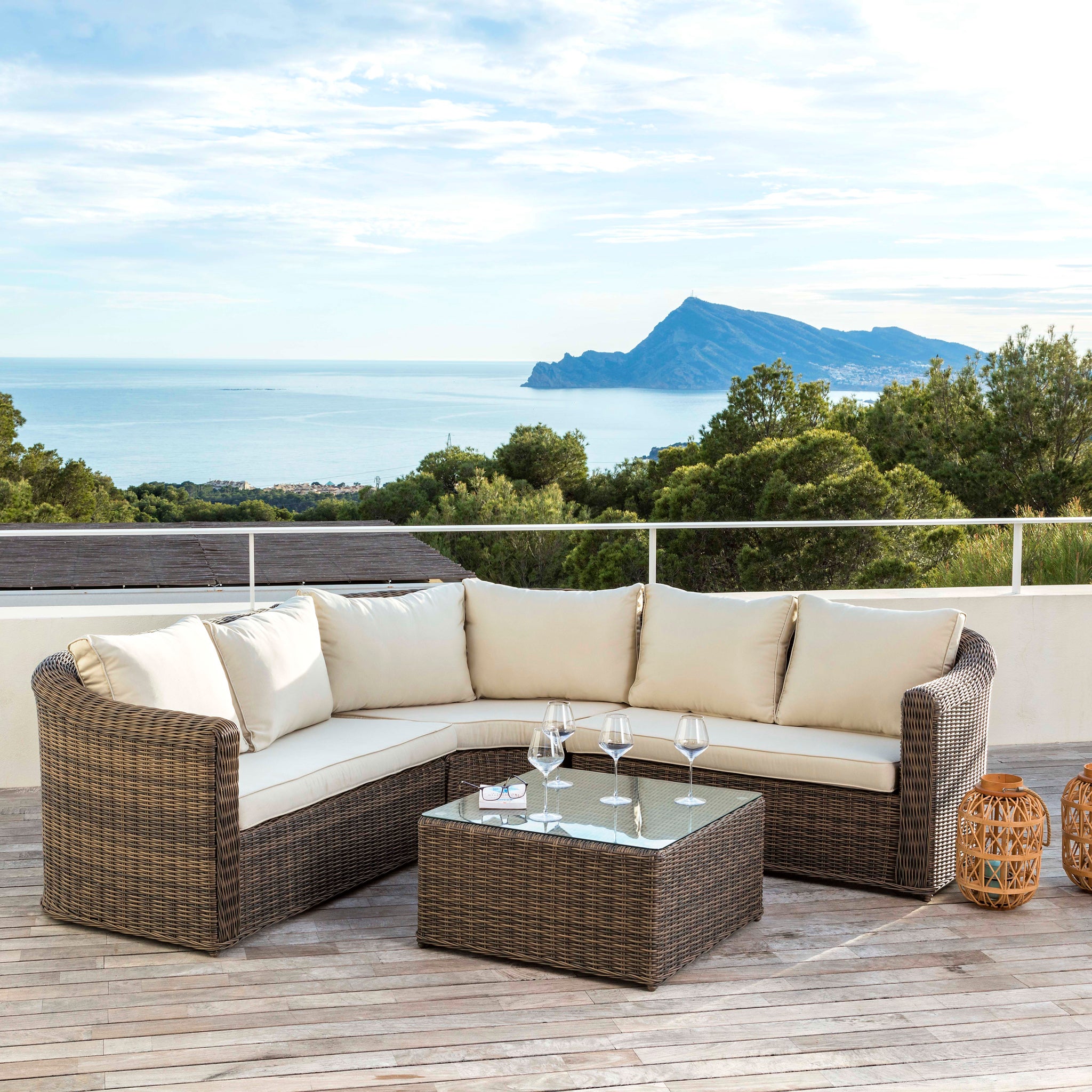 Salon de jardin d'angle Calvi - 5 places - Mobellia