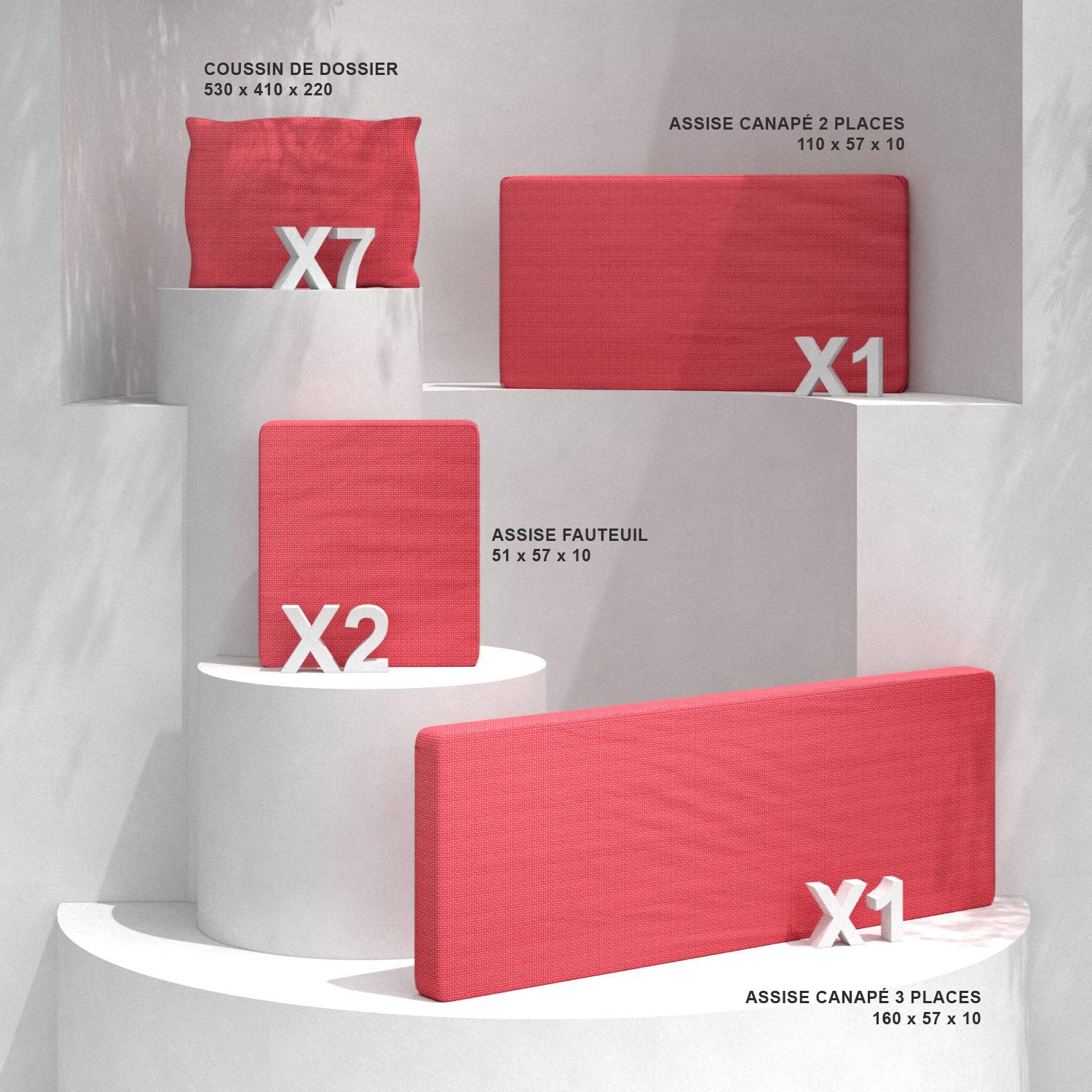 Coussins de remplacement pour salon de jardin Calvi 7 places - Mobellia