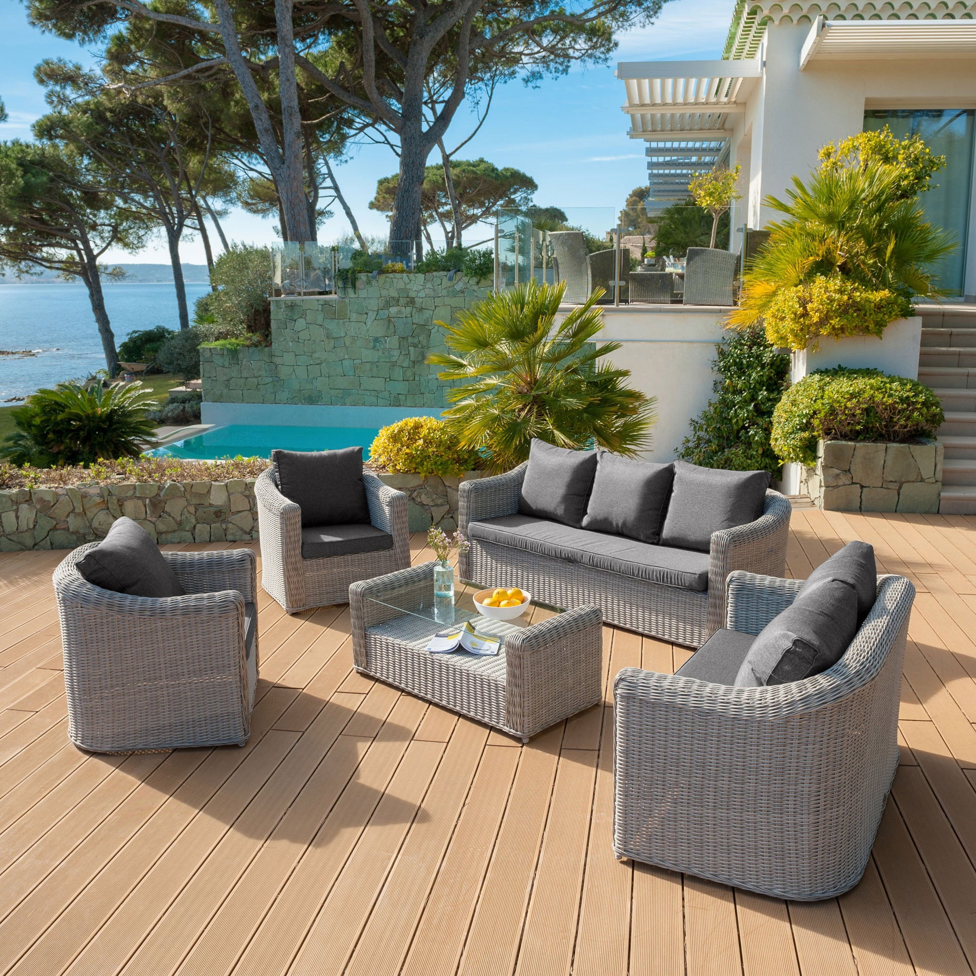 Coussins de remplacement pour salon de jardin Calvi 7 places - Mobellia