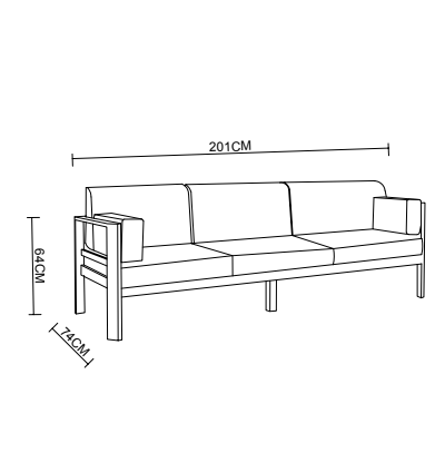 Canapé de jardin Ostara - 3 places - Mobellia